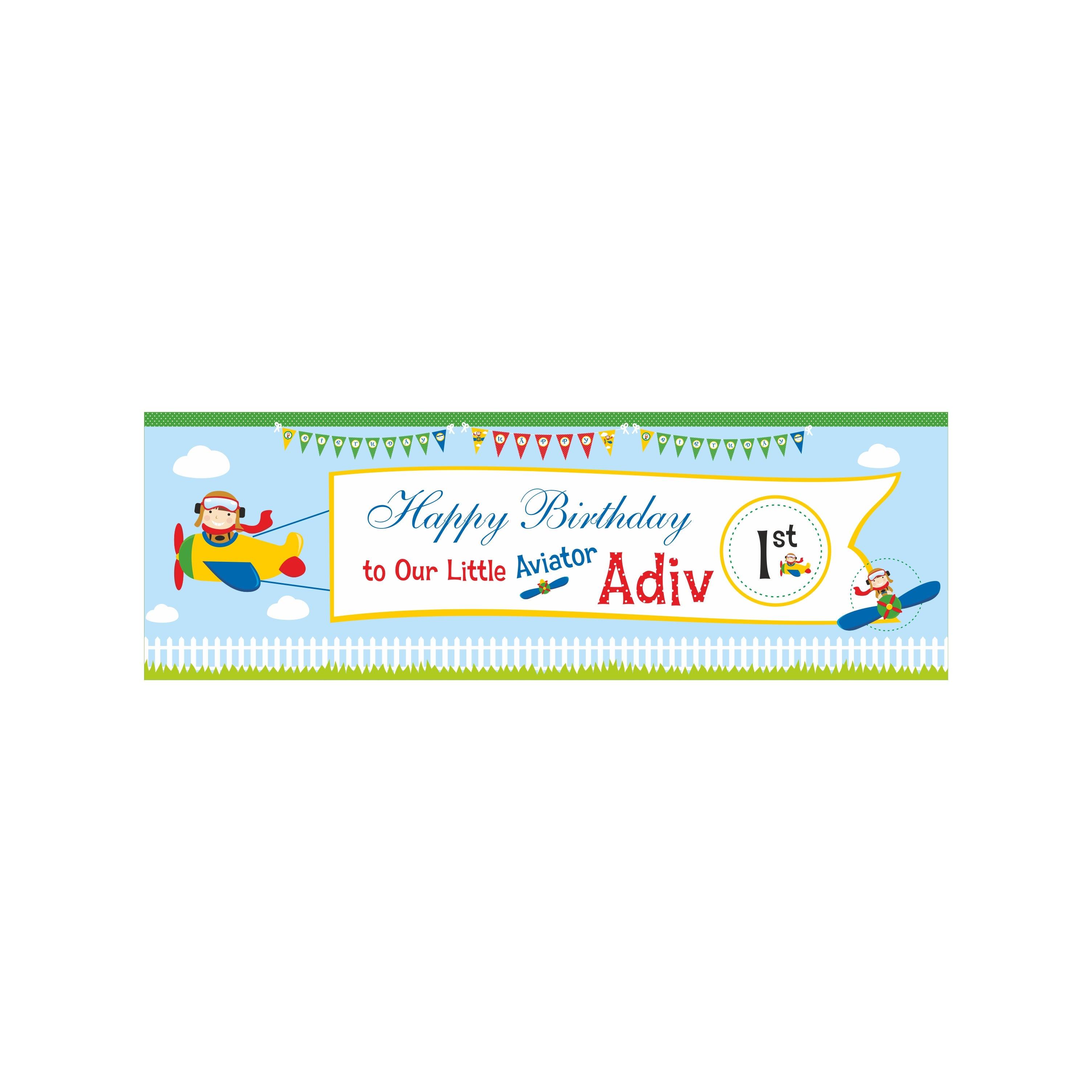 Personalized Little Aviator Birthday Banner 30in ALL PARTY SUPPLIES Pretty UR Party