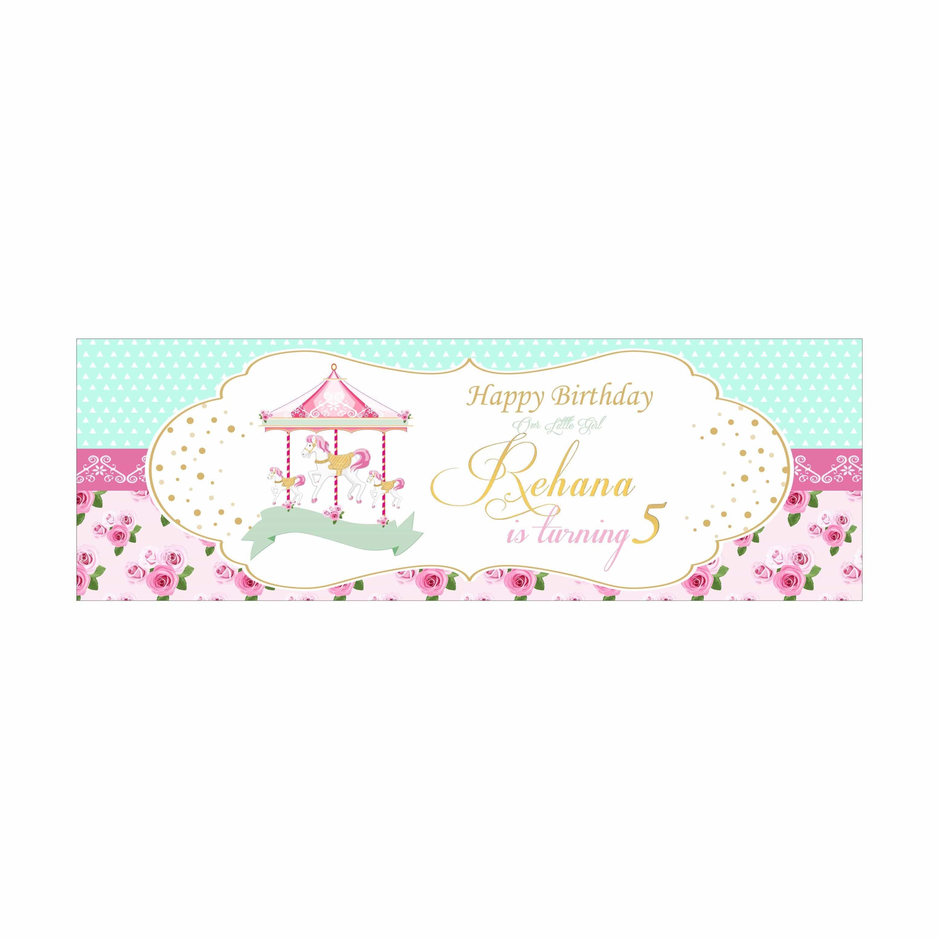 Personalized Carousel Birthday Banner 30in ALL PARTY SUPPLIES Pretty UR Party