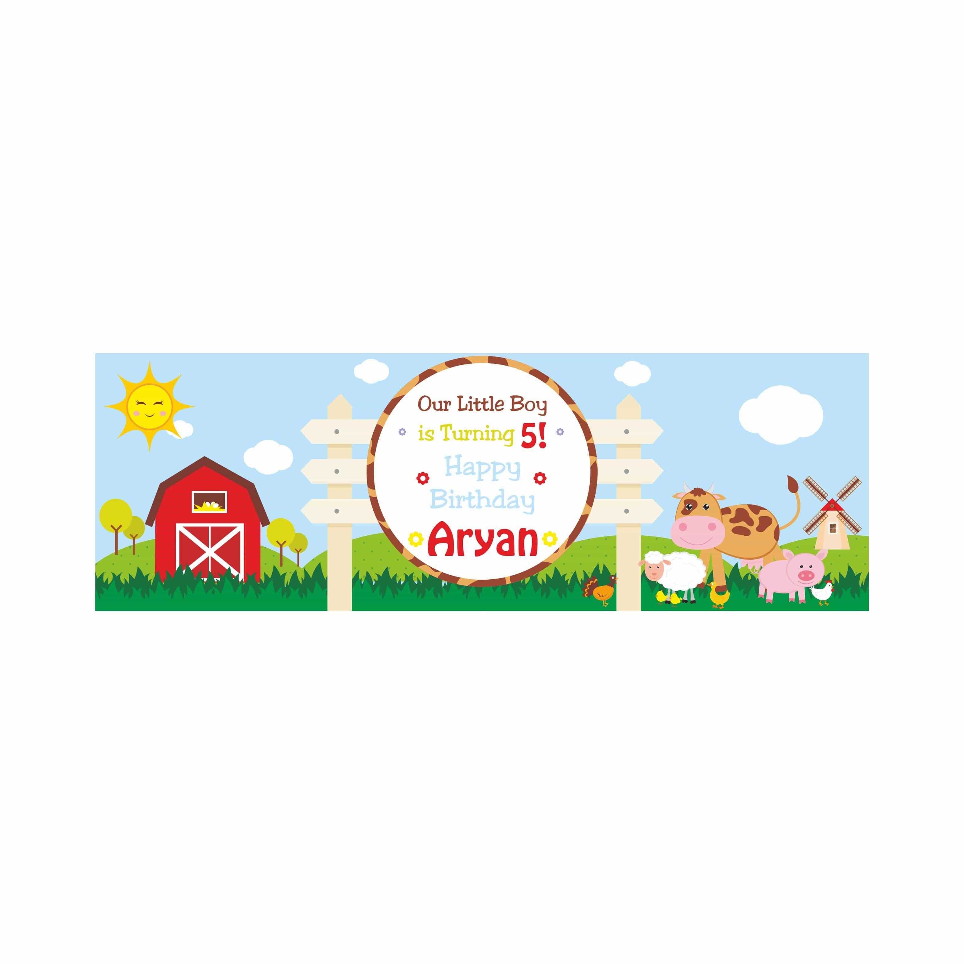 Personalized Farm Friends Birthday Banner 30in ALL PARTY SUPPLIES Pretty UR Party