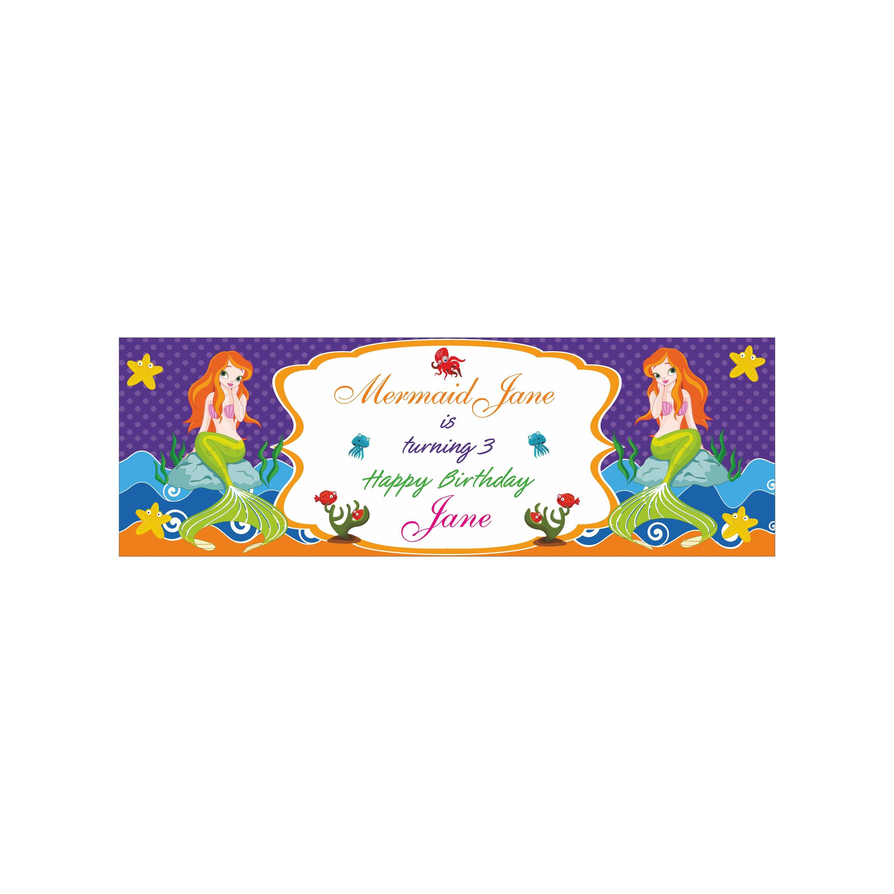 Personalized Mermaid Birthday Banner 30in ALL PARTY SUPPLIES Pretty UR Party
