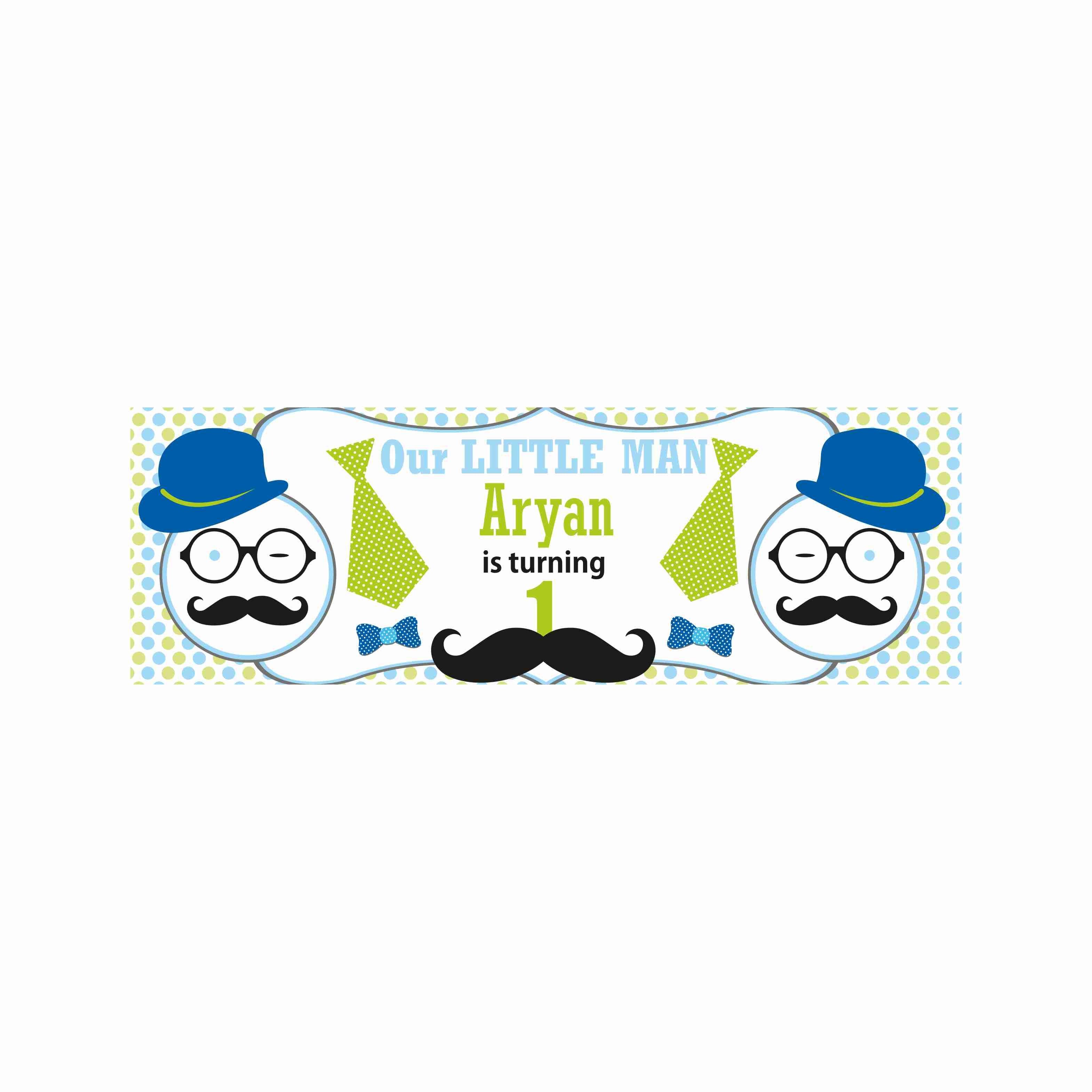 Personalized Little Man Birthday Banner 30in ALL PARTY SUPPLIES Pretty UR Party