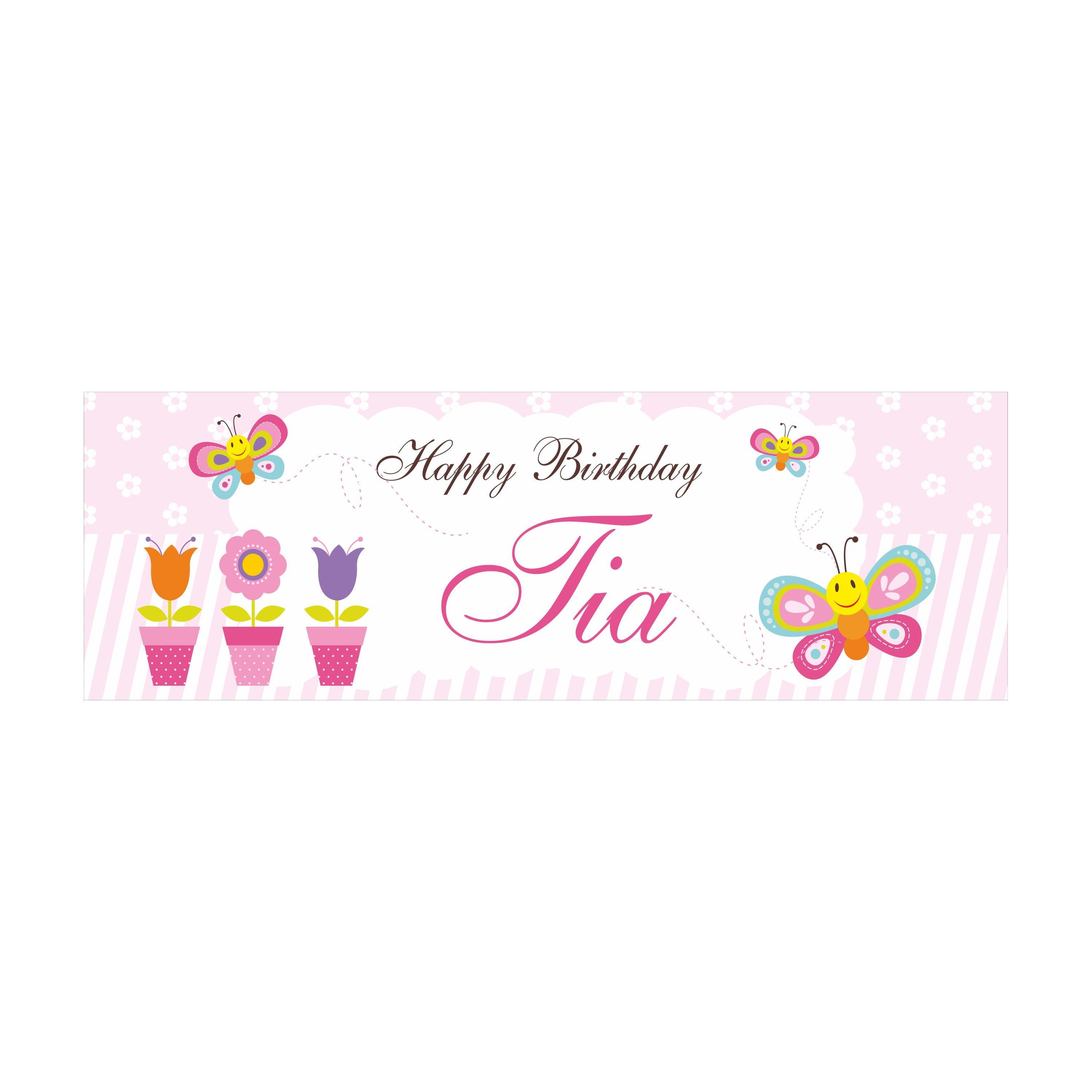 Personalized Butterfly Birthday Banner 30in ALL PARTY SUPPLIES Pretty UR Party