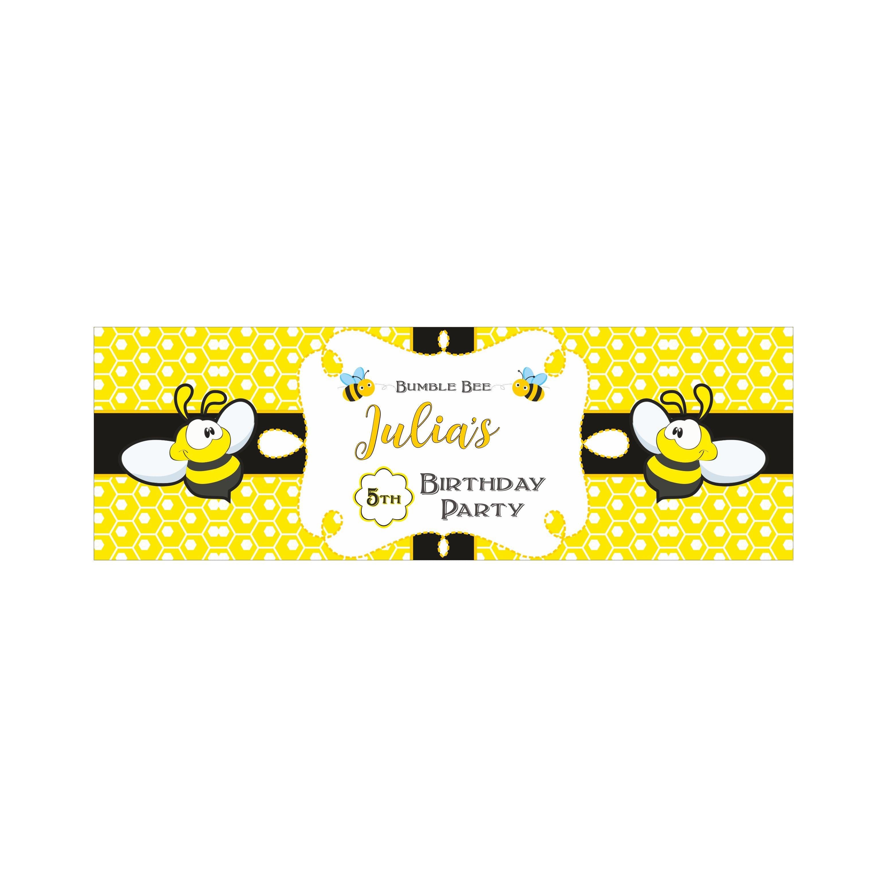 Personalized Bumble Bee Birthday Banner 30in ALL PARTY SUPPLIES Pretty UR Party
