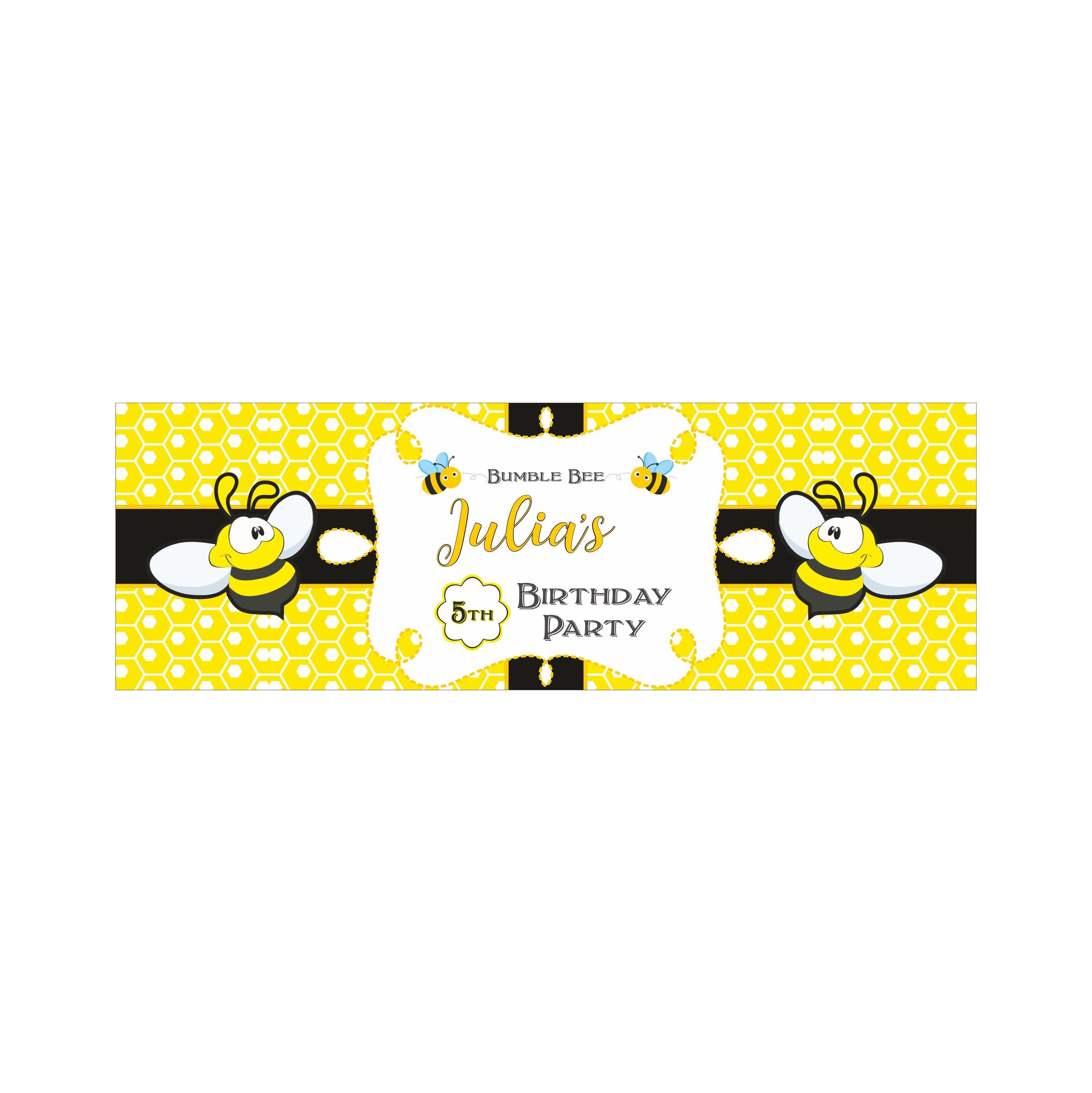 Personalized Bumble Bee Birthday Banner 30in ALL PARTY SUPPLIES Pretty UR Party