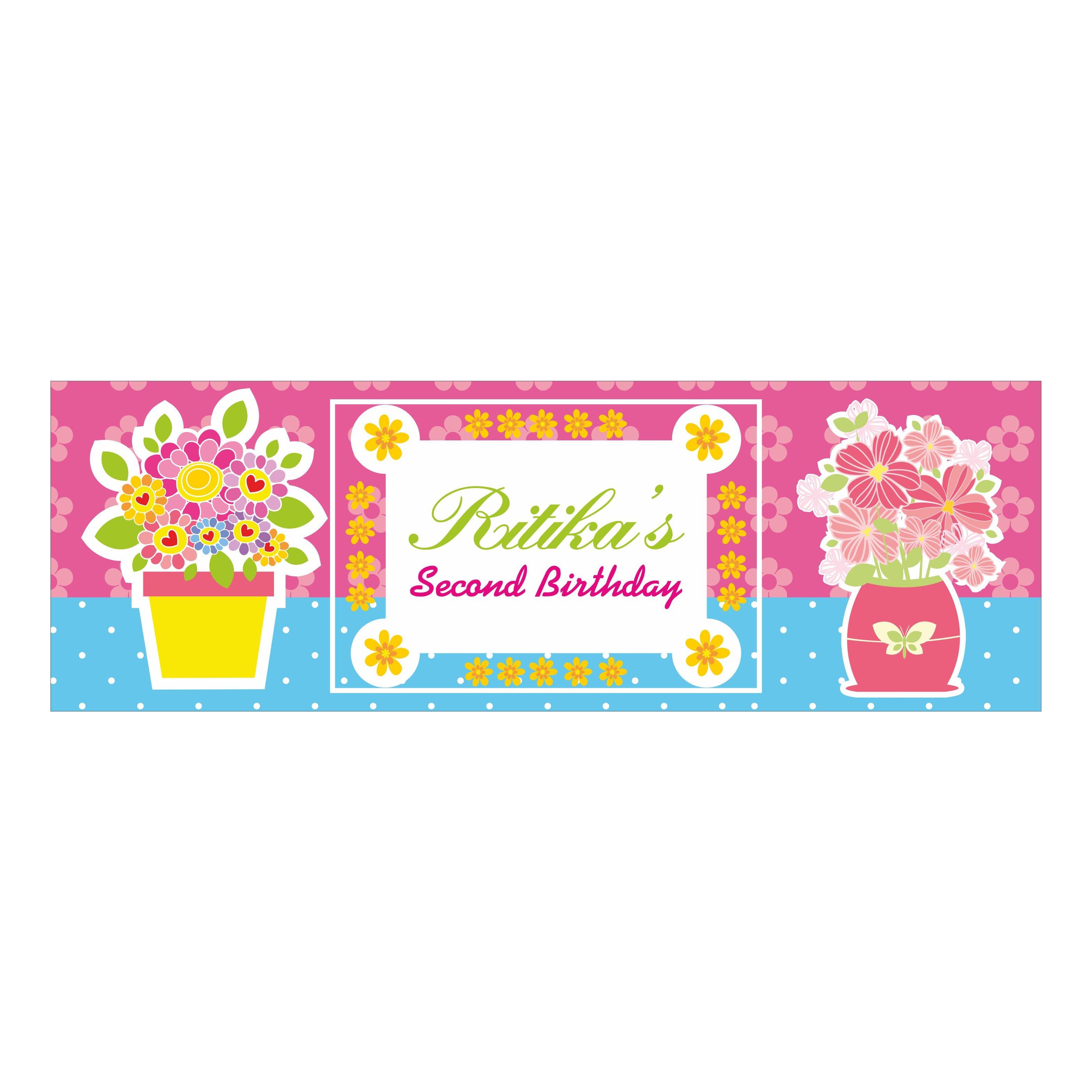 Personalized Flowers Birthday Banner 30in ALL PARTY SUPPLIES Pretty UR Party