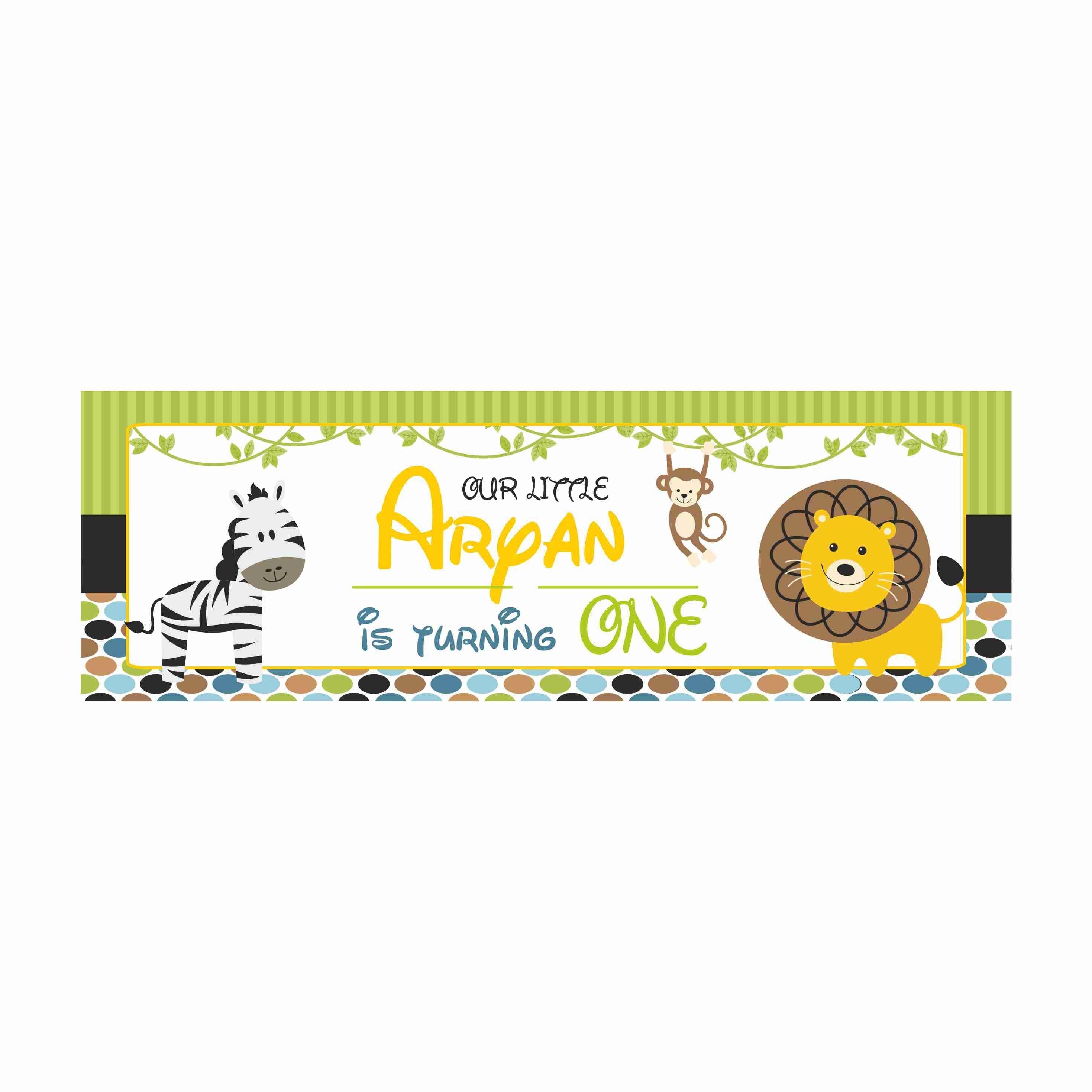 Personalized Safari Boy Birthday Banner 30in ALL PARTY SUPPLIES Pretty UR Party