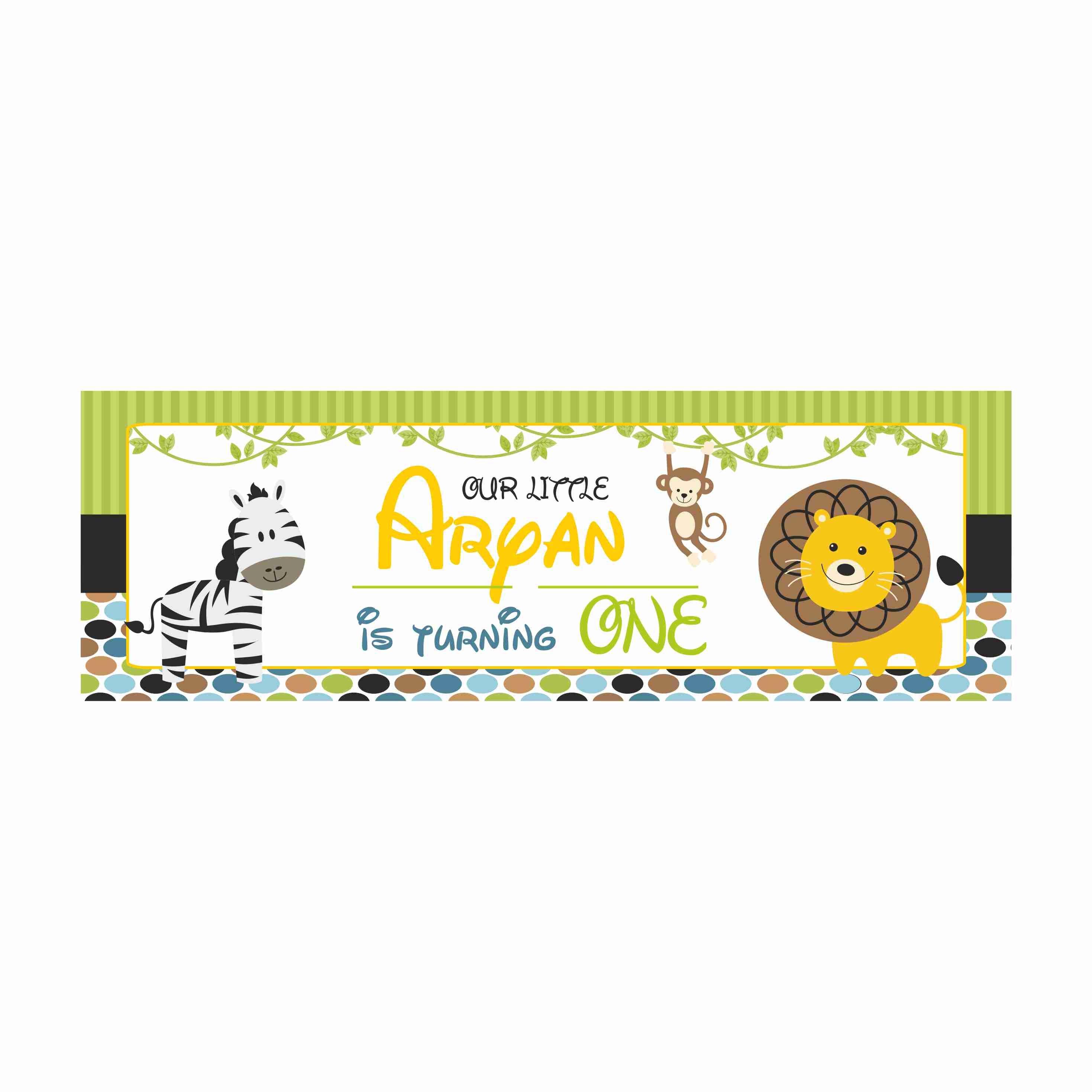 Personalized Safari Boy Birthday Banner 30in ALL PARTY SUPPLIES Pretty UR Party