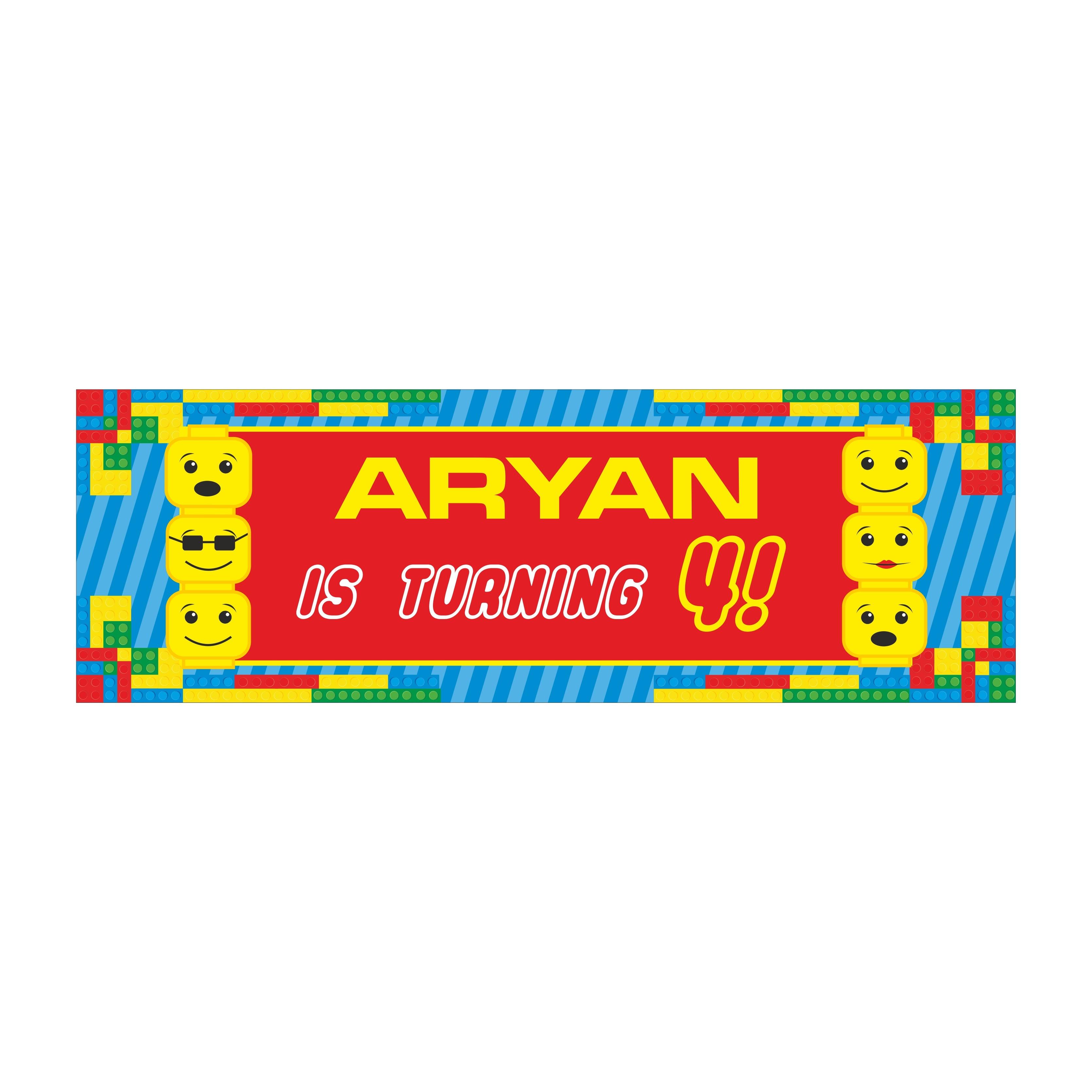 Personalized Lego Inspired Birthday Banner 30in ALL PARTY SUPPLIES Pretty UR Party