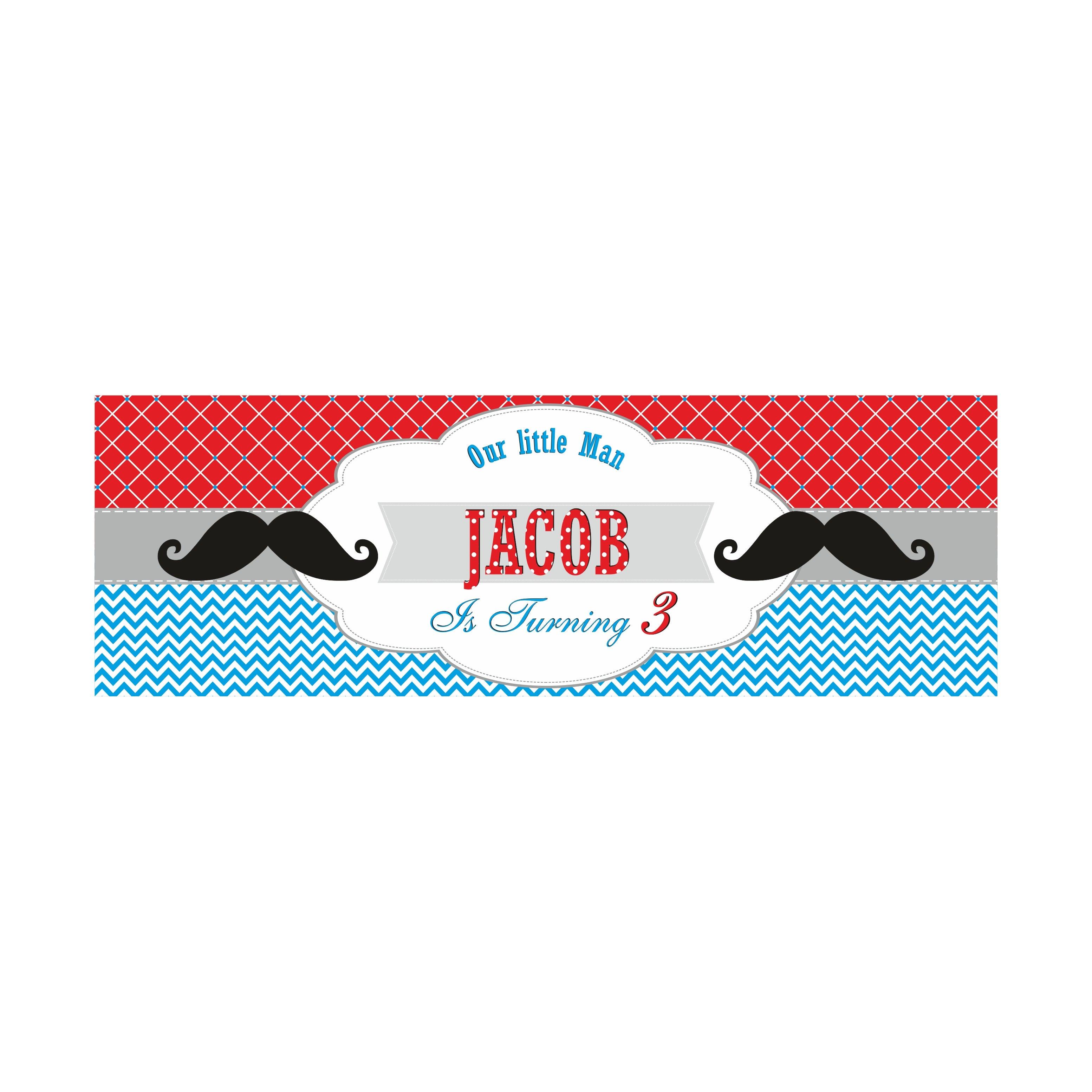 Personalized Moustache Birthday Banner 30in ALL PARTY SUPPLIES Pretty UR Party