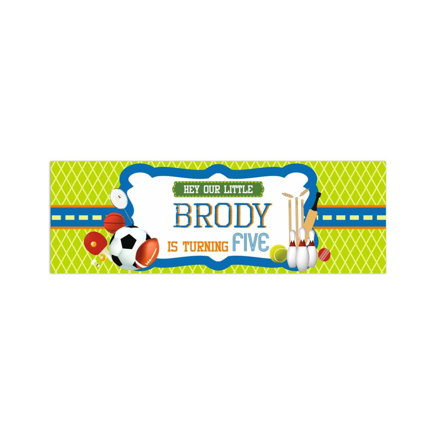 Personalized Sports Birthday Banner 30in ALL PARTY SUPPLIES Pretty UR Party