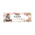 Personalized Pink Floral and Bird Cage Banner 30in ALL PARTY SUPPLIES Pretty UR Party