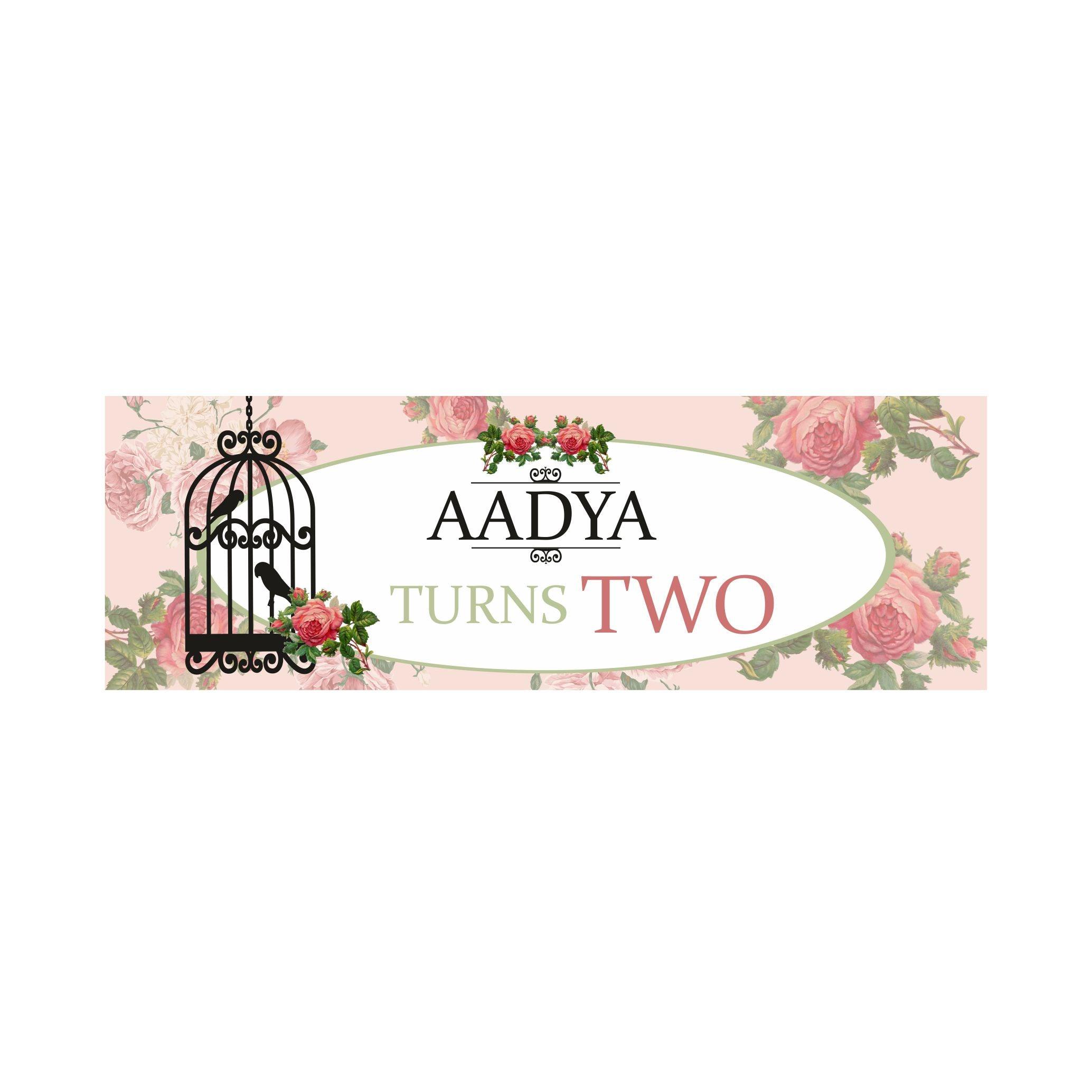 Personalized Pink Floral and Bird Cage Banner 30in ALL PARTY SUPPLIES Pretty UR Party