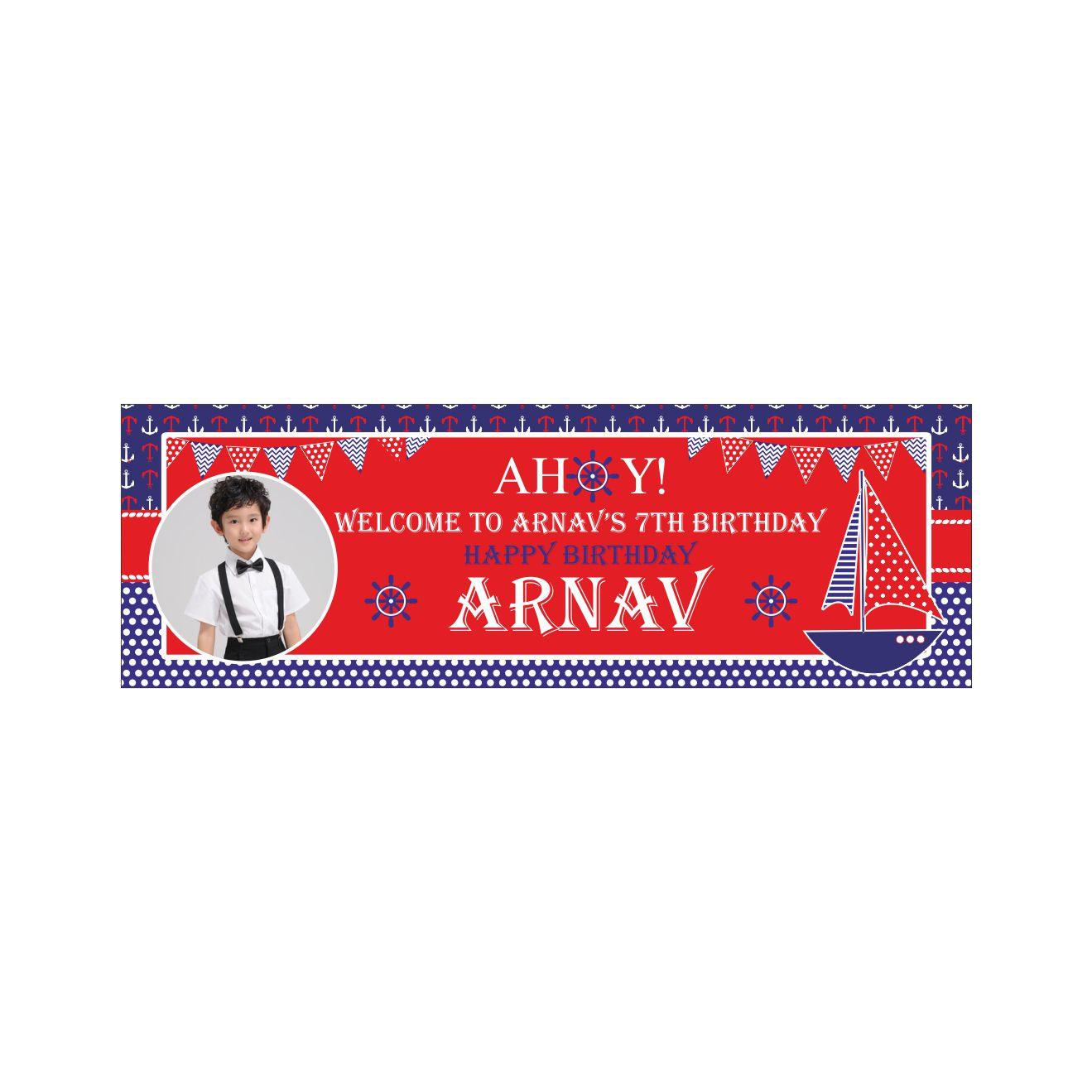 Personalized Nautical Birthday Banner 30in ALL PARTY SUPPLIES Pretty UR Party