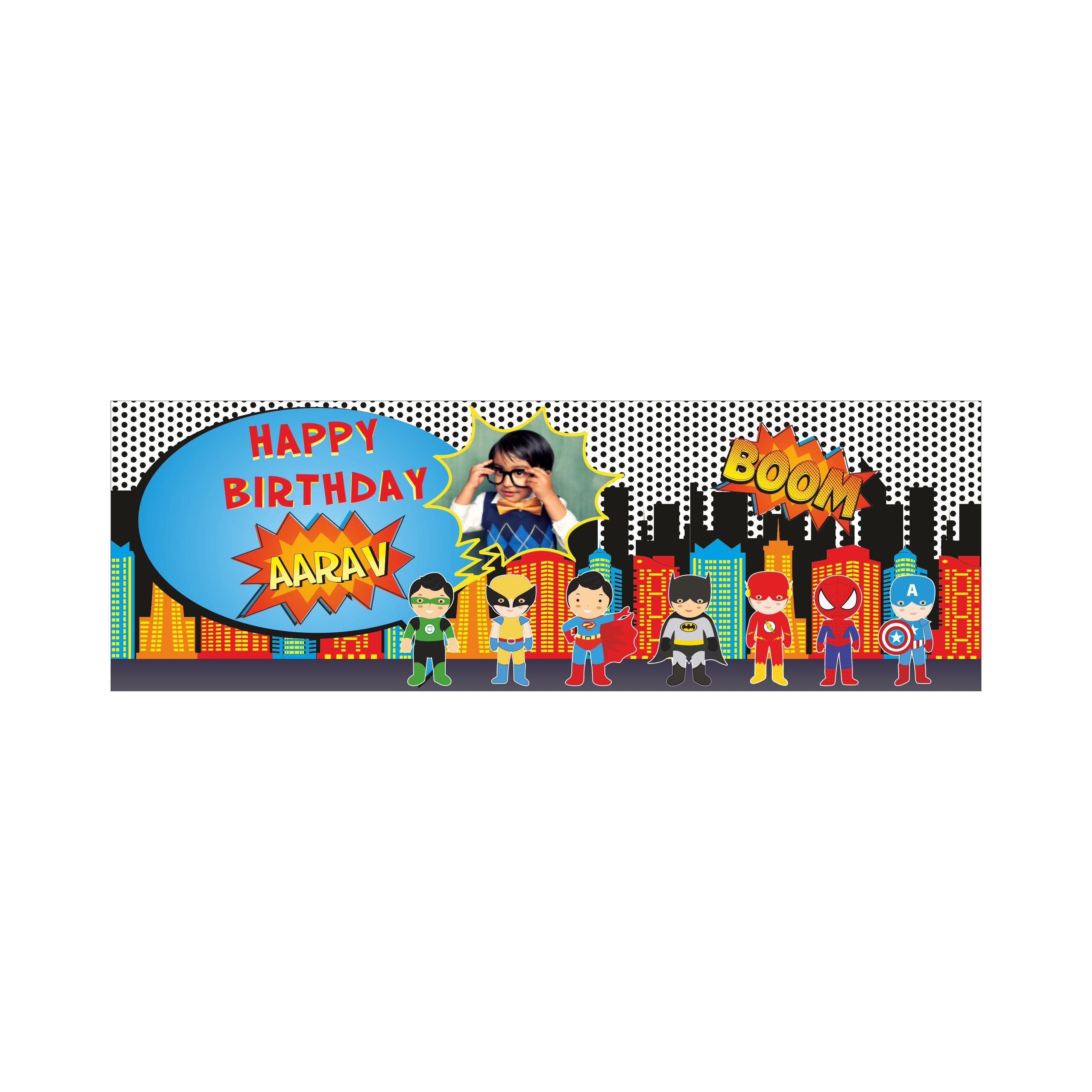 Personalized Superhero Birthday Banner 30in ALL PARTY SUPPLIES Pretty UR Party