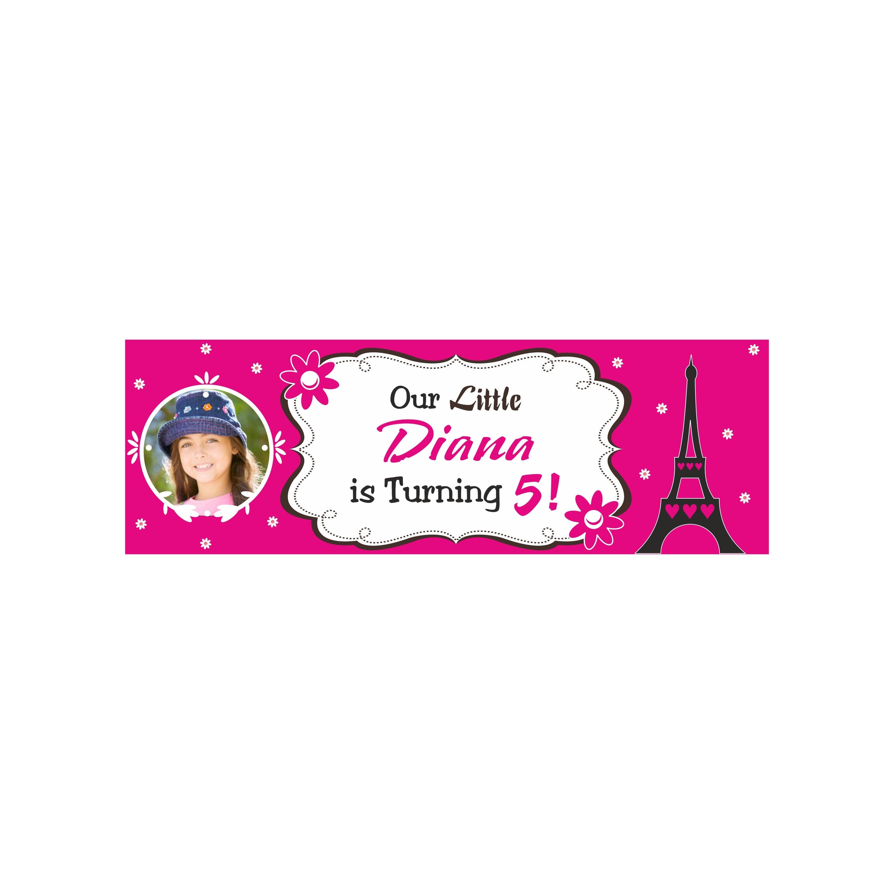 Personalized Paris Inspired Birthday Banner 30in ALL PARTY SUPPLIES Pretty UR Party