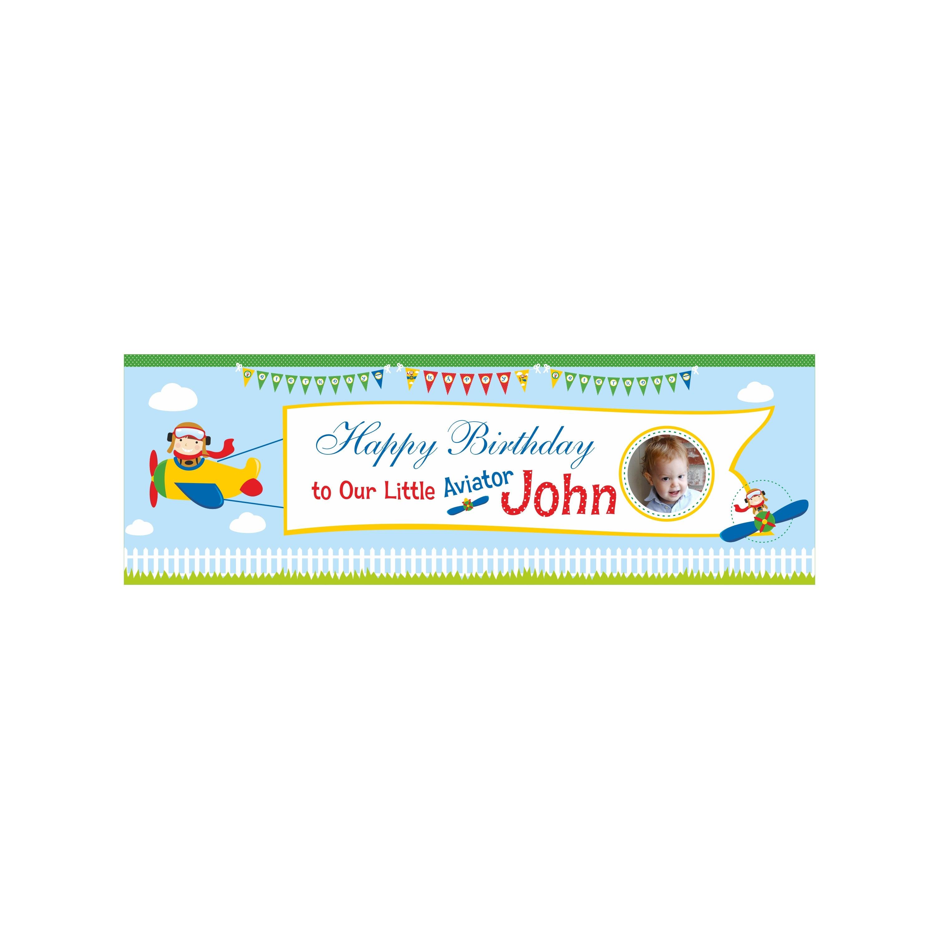 Personalized Little Aviator Birthday Banner 30in ALL PARTY SUPPLIES Pretty UR Party