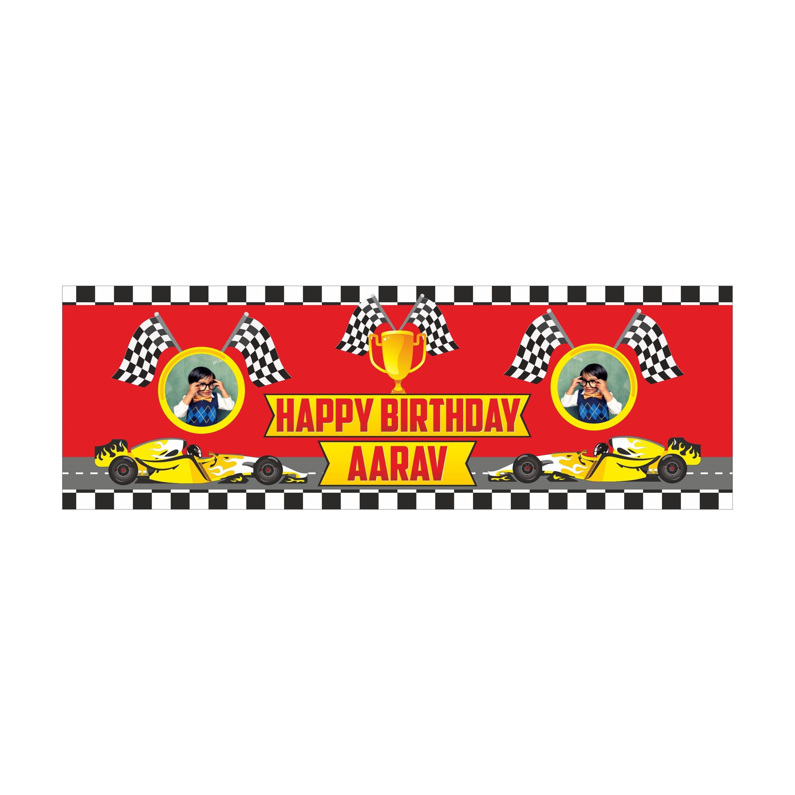 Personalized Race Car Party Birthday Banner 30in ALL PARTY SUPPLIES Pretty UR Party