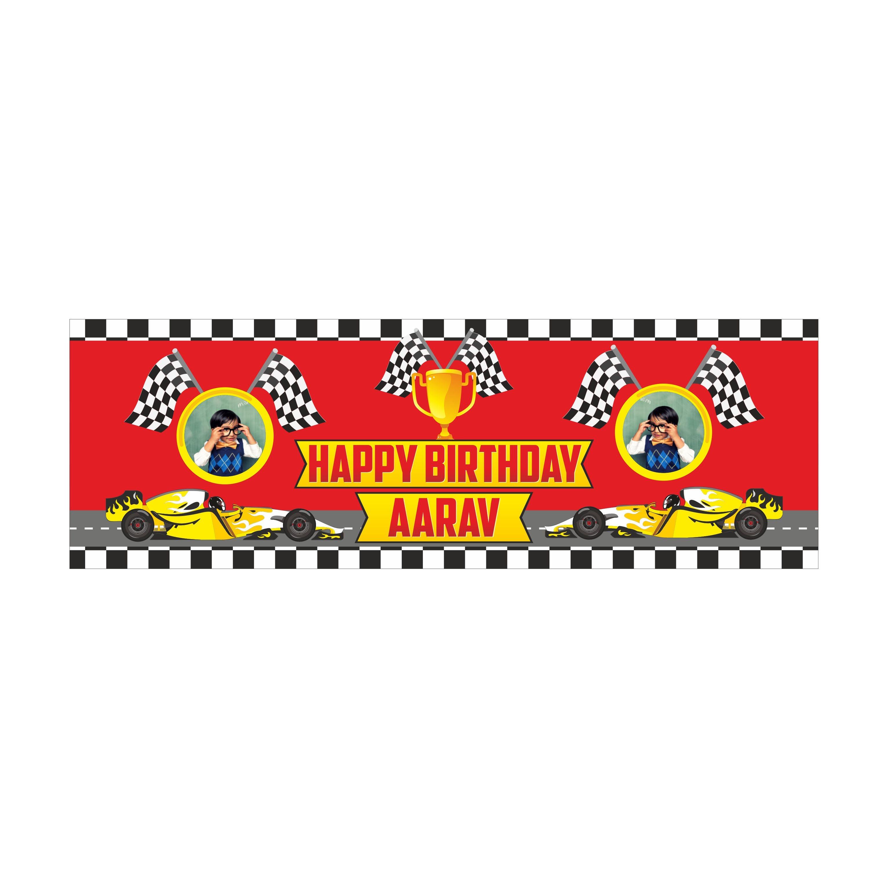 Personalized Race Car Party Birthday Banner 30in ALL PARTY SUPPLIES Pretty UR Party