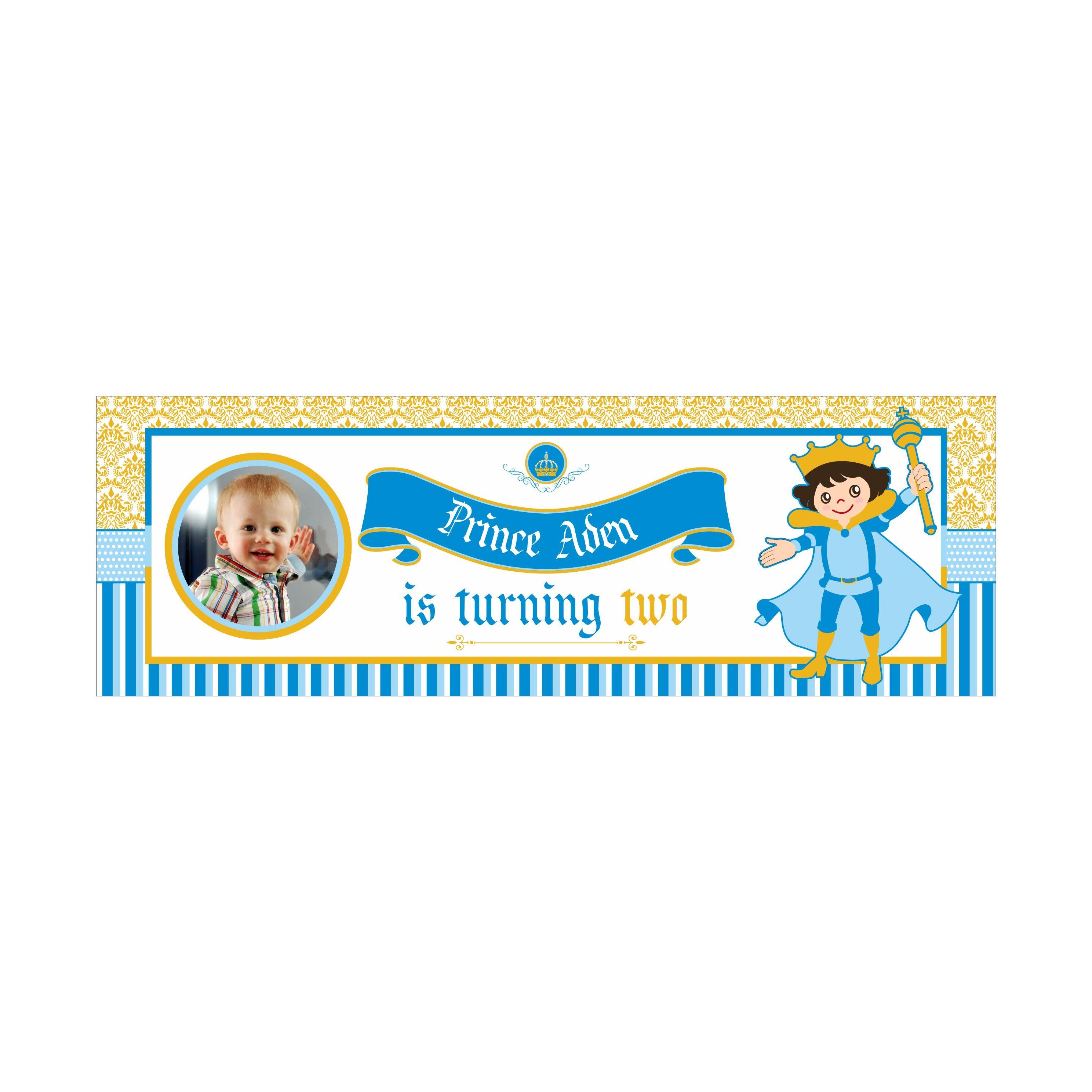 Personalized Prince Birthday Banner 30in ALL PARTY SUPPLIES Pretty UR Party