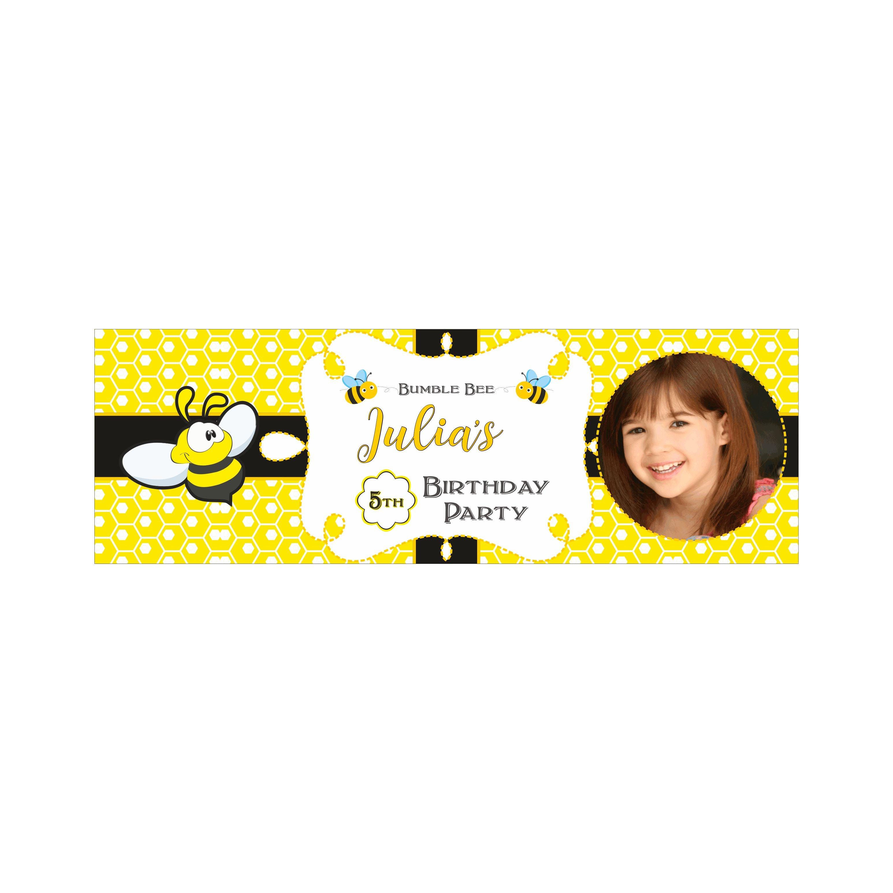 Personalized Bumble Bee Birthday Banner 30in ALL PARTY SUPPLIES Pretty UR Party