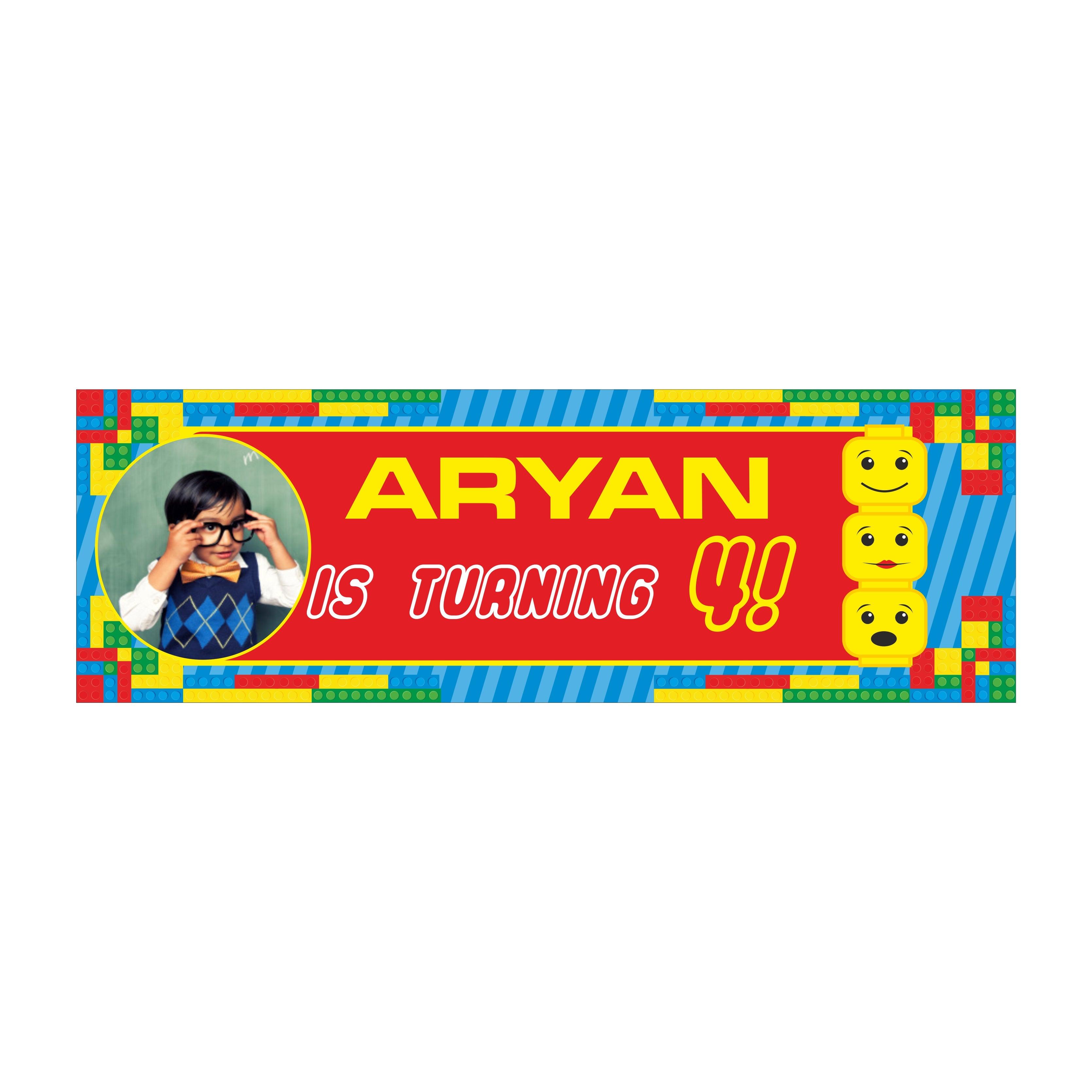 Personalized Lego Inspired Birthday Banner 30in ALL PARTY SUPPLIES Pretty UR Party