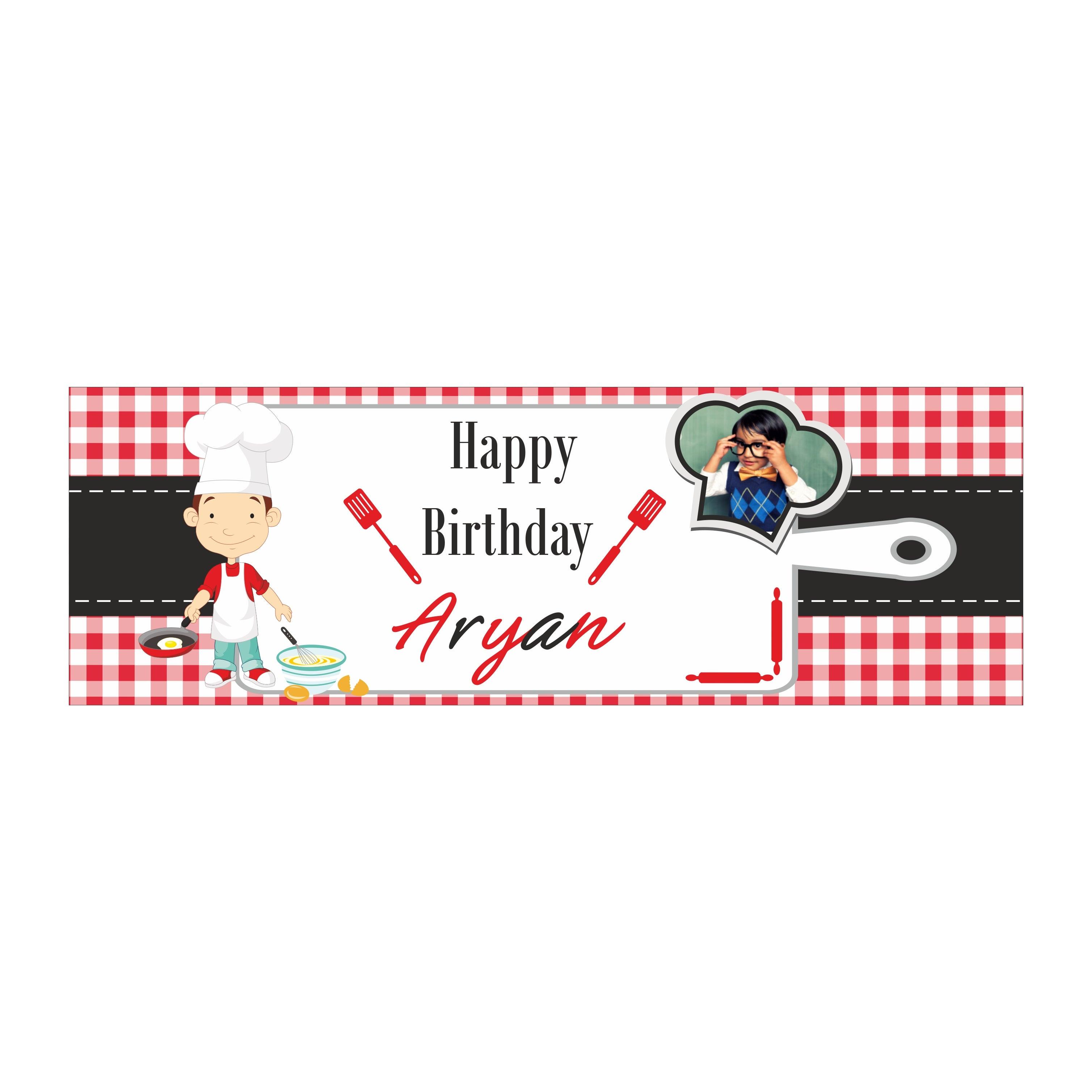 Personalized Little Chef Red Birthday Banner 30in ALL PARTY SUPPLIES Pretty UR Party