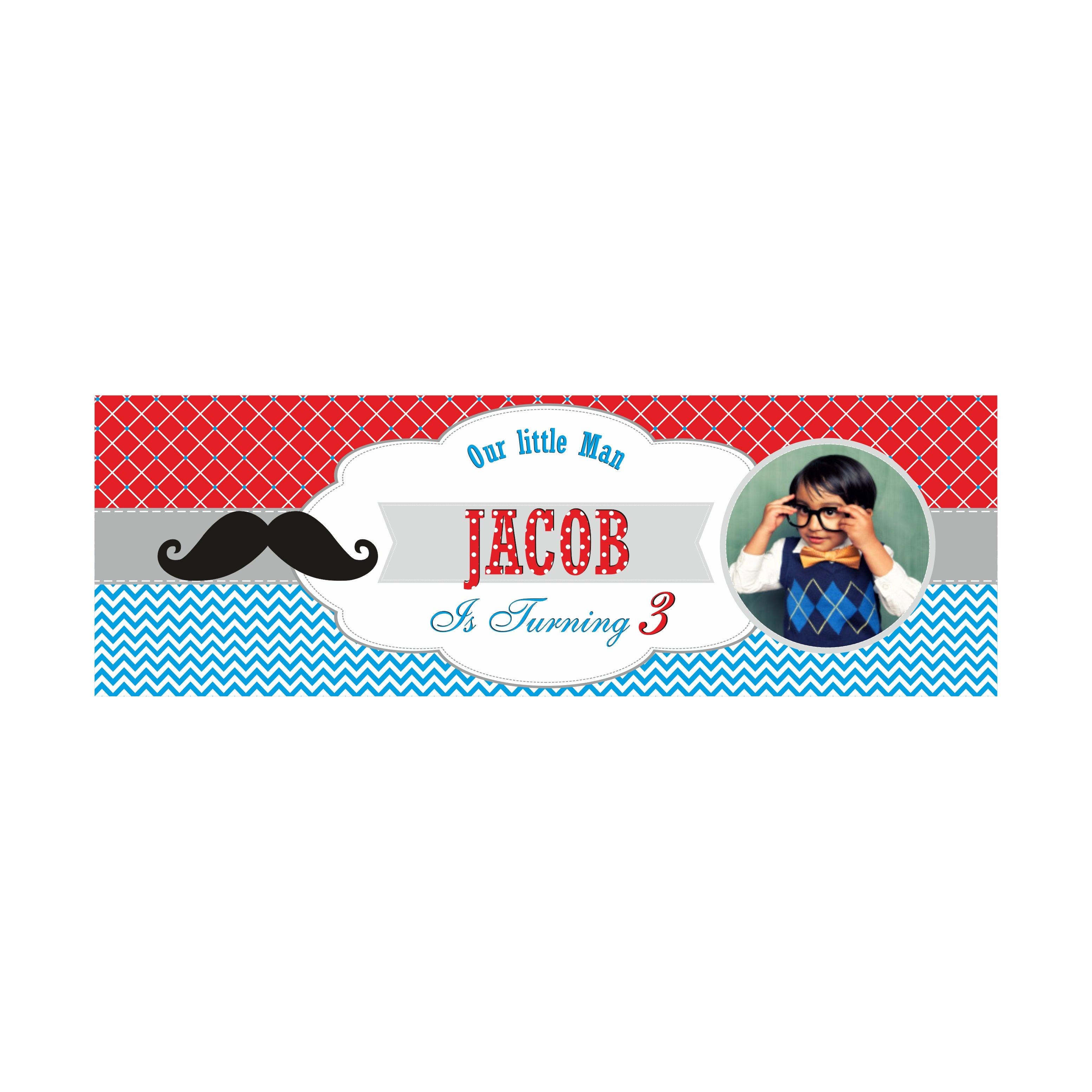 Personalized Moustache Birthday Banner 30in ALL PARTY SUPPLIES Pretty UR Party