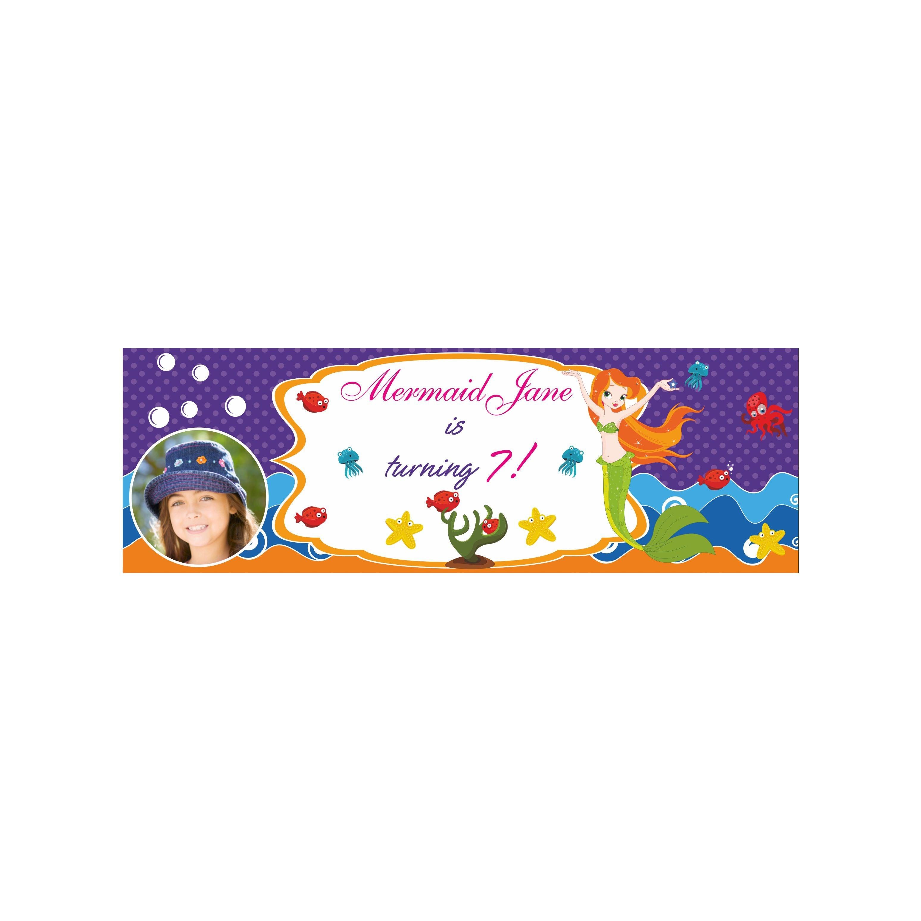Personalized Mermaid Birthday Banner 30in ALL PARTY SUPPLIES Pretty UR Party