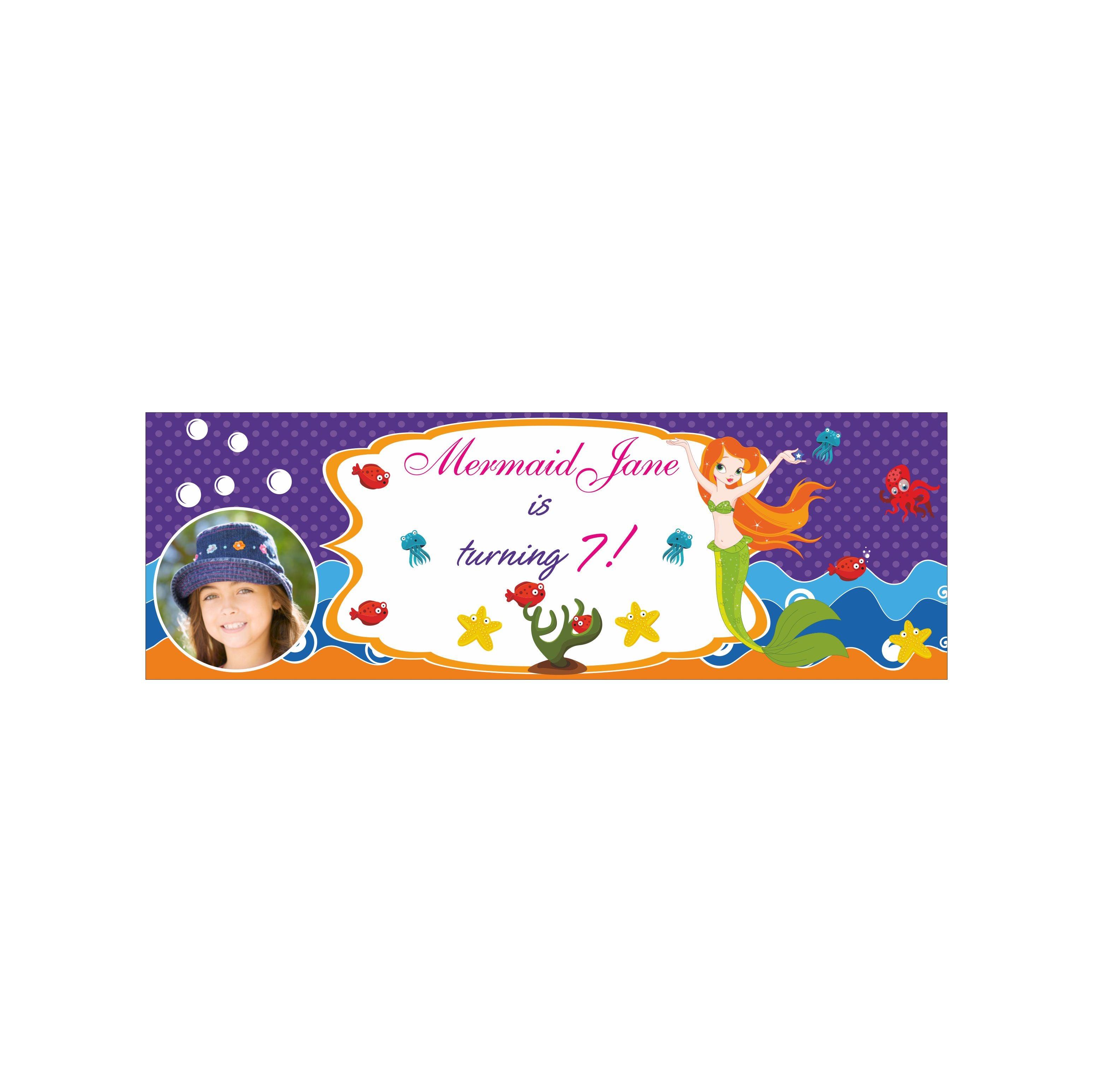 Personalized Mermaid Birthday Banner 30in ALL PARTY SUPPLIES Pretty UR Party