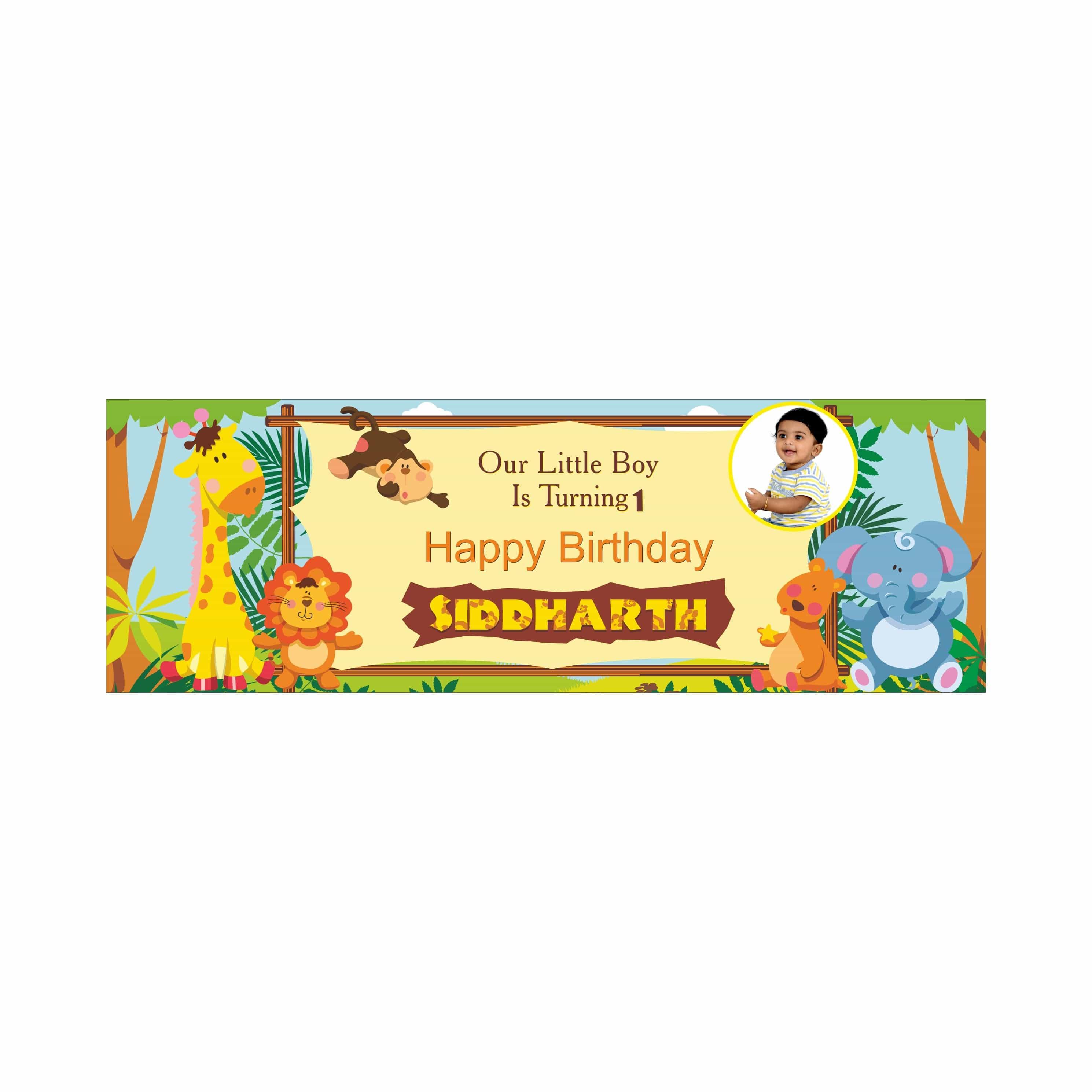 Personalized Jungle Birthday Banner 30in ALL PARTY SUPPLIES Pretty UR Party