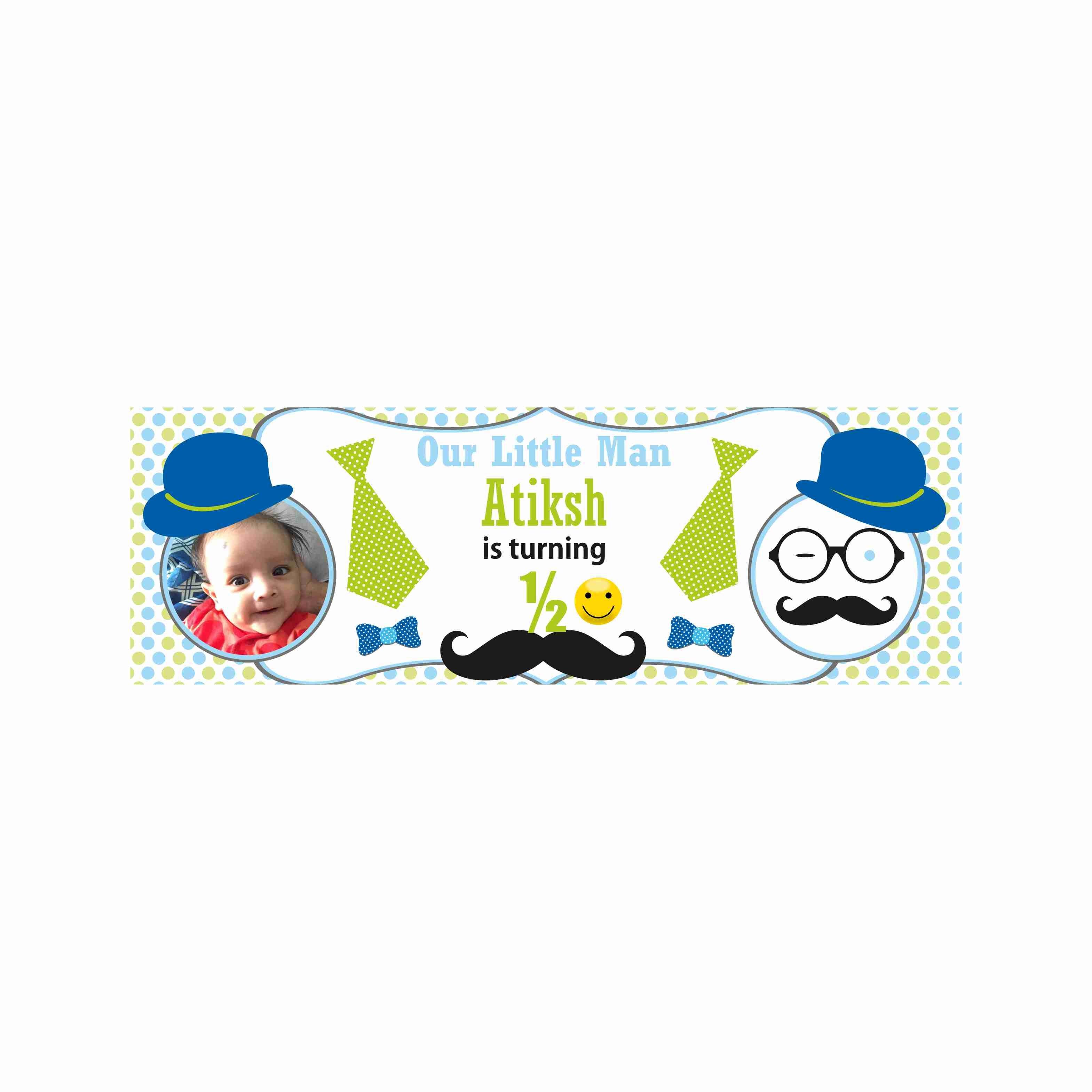 Personalized Little Man Birthday Banner 30in ALL PARTY SUPPLIES Pretty UR Party