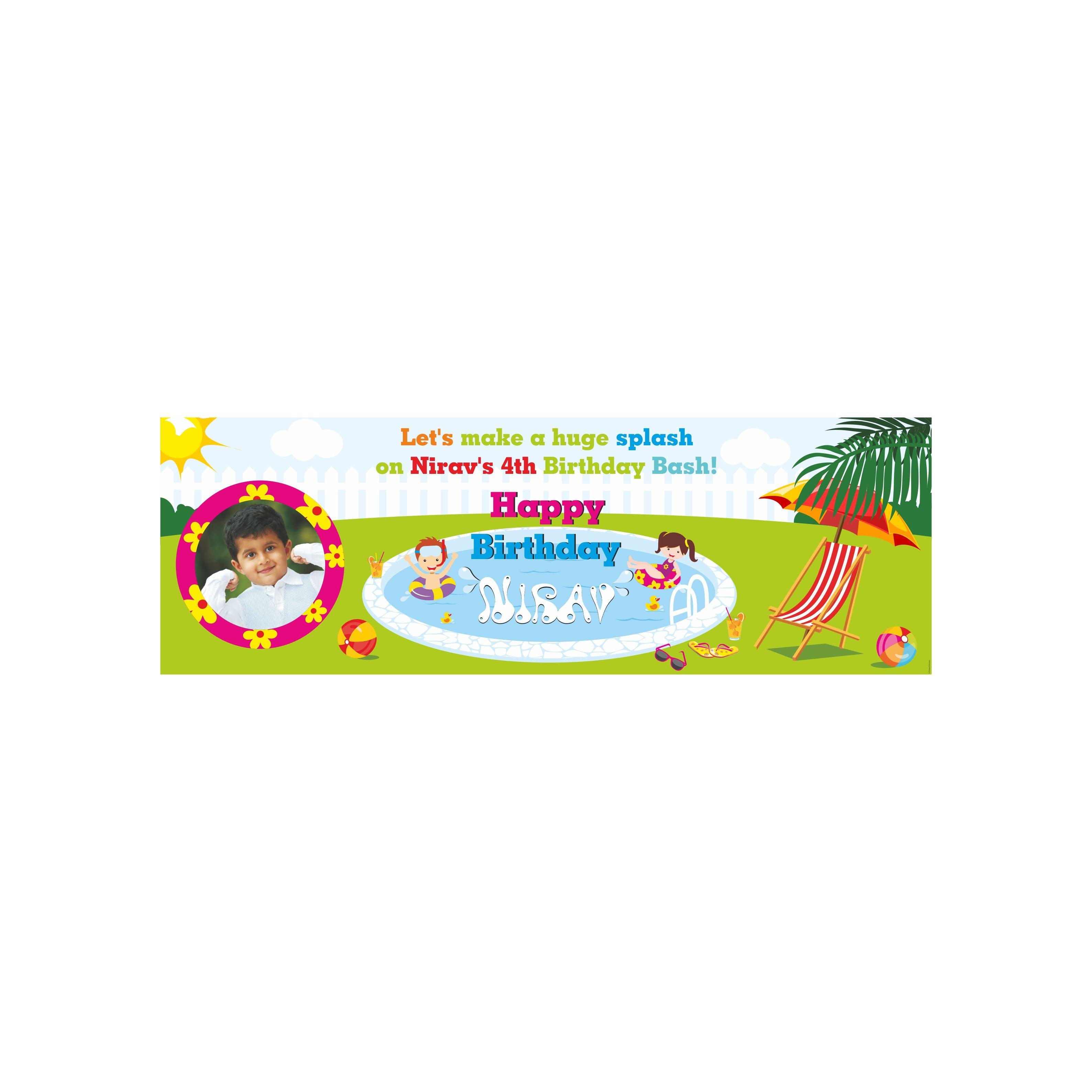 Personalized Pool Birthday Banner 30in ALL PARTY SUPPLIES Pretty UR Party