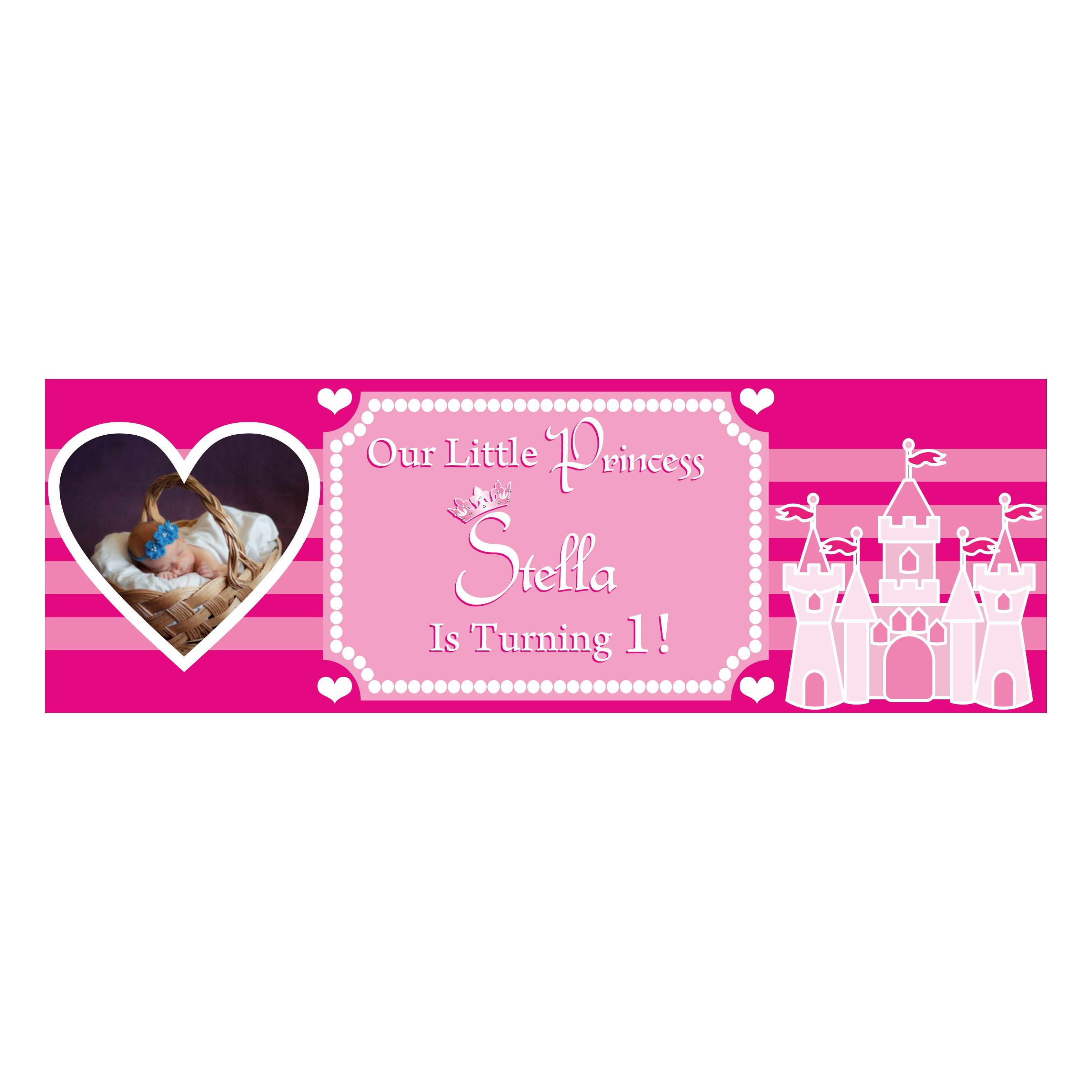 Personalized Princess 1st Birthday Banner 30in ALL PARTY SUPPLIES Pretty UR Party
