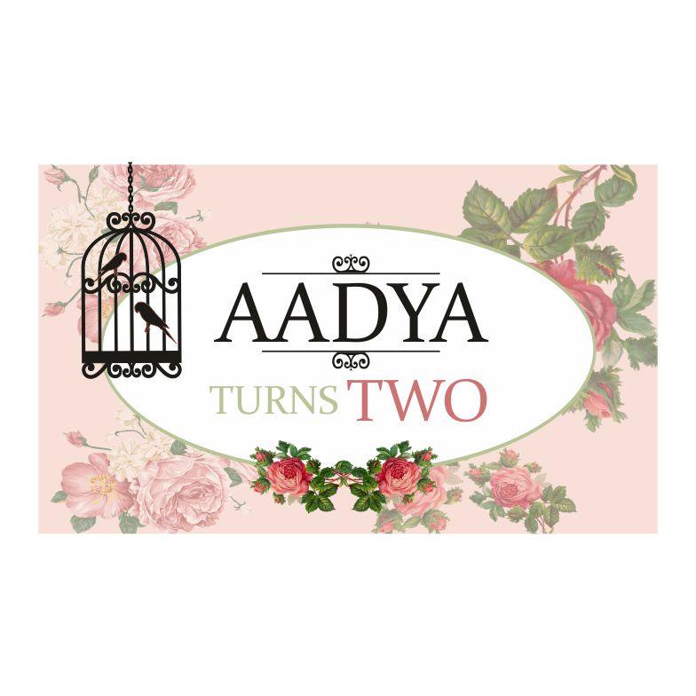 Pink Floral and Bird Cage Theme Backdrop PERSONALISED Pretty UR Party