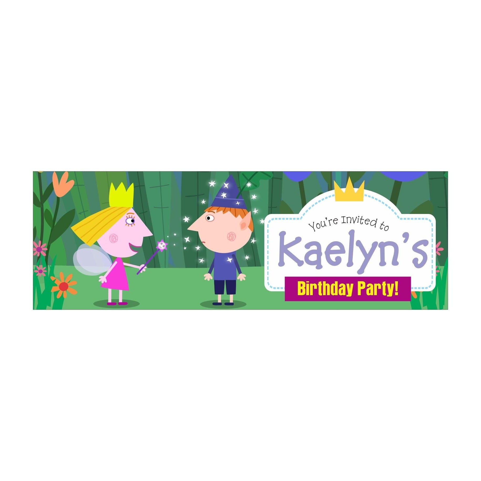 Personalized Ben and Holly's Little Kingdom Theme Banner 30in ALL PARTY SUPPLIES Pretty UR Party