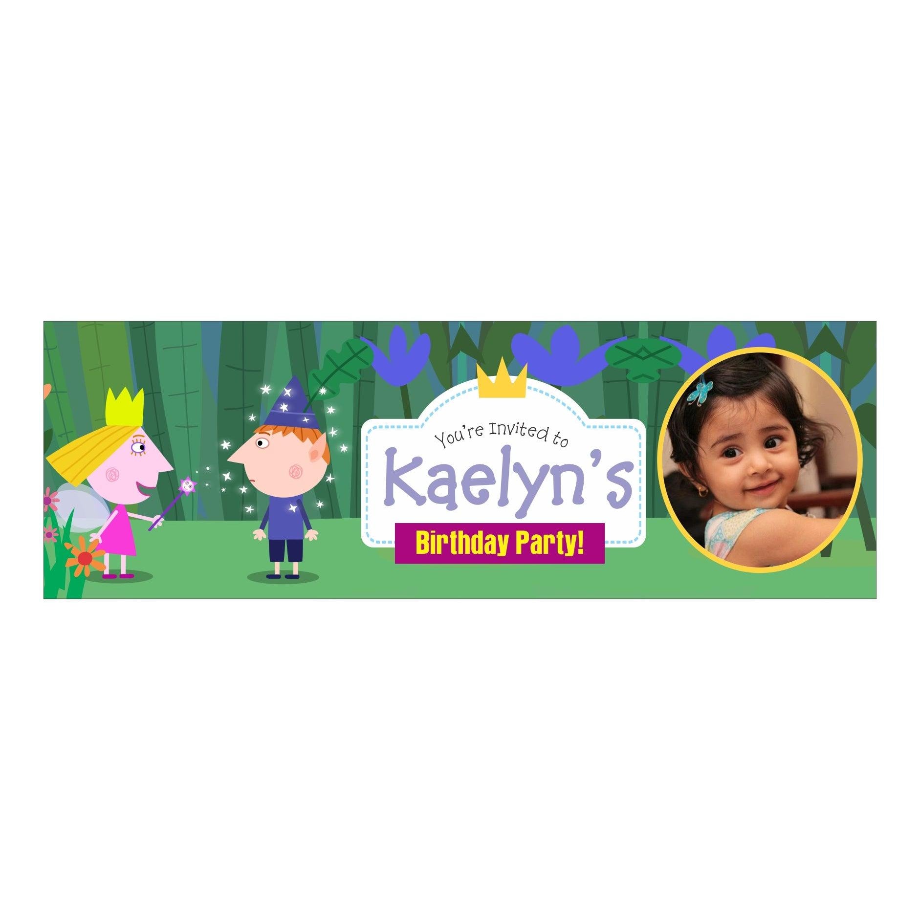 Personalized Ben and Holly's Little Kingdom Theme Banner 30in ALL PARTY SUPPLIES Pretty UR Party