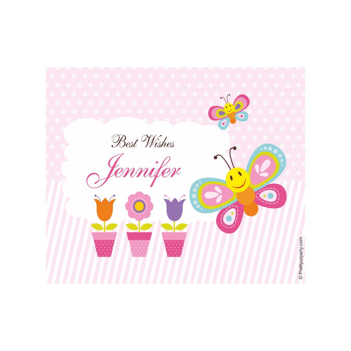 Butterfly themed Best Wishes card PERSONALISED Pretty UR Party