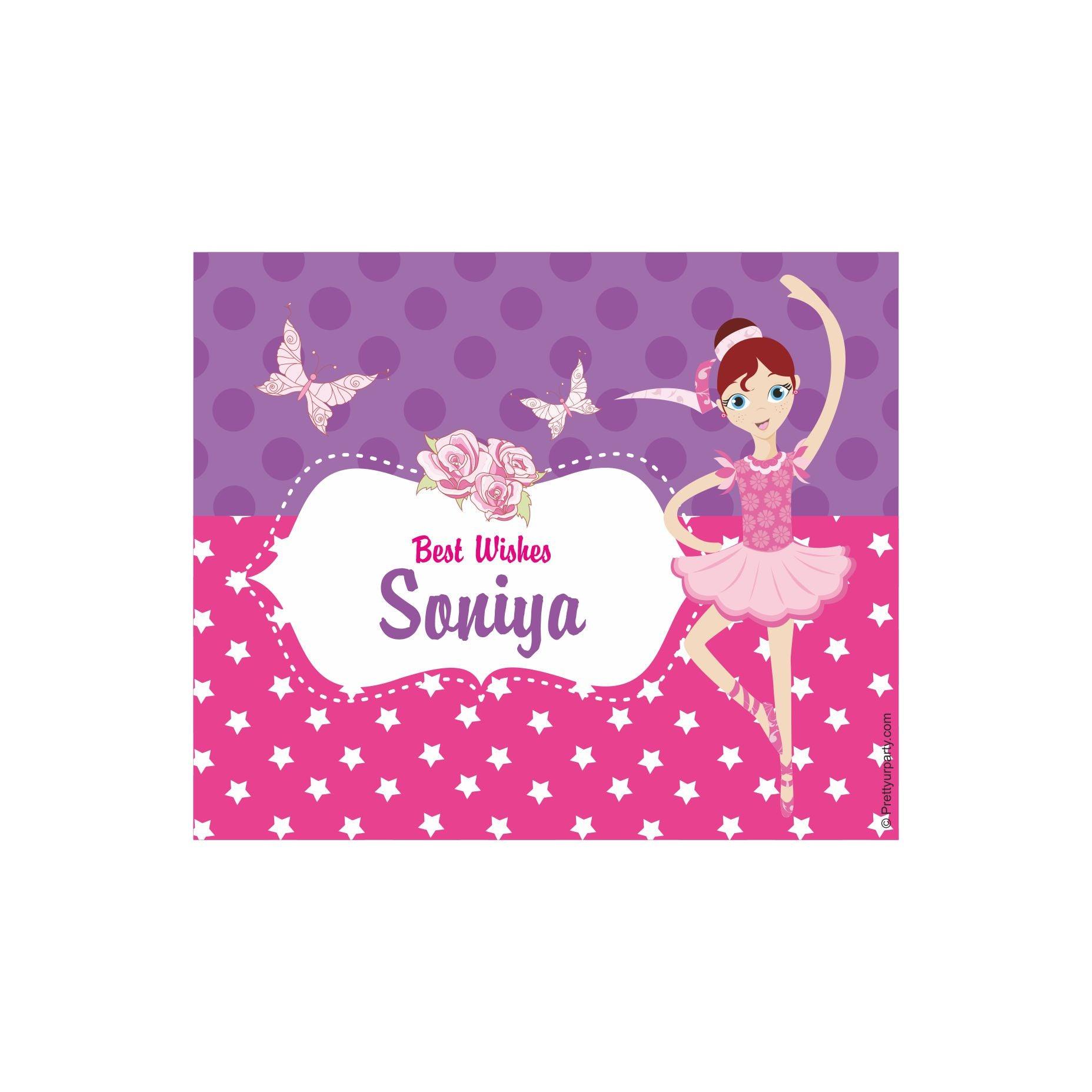 Ballerina themed Best Wishes card PERSONALISED Pretty UR Party