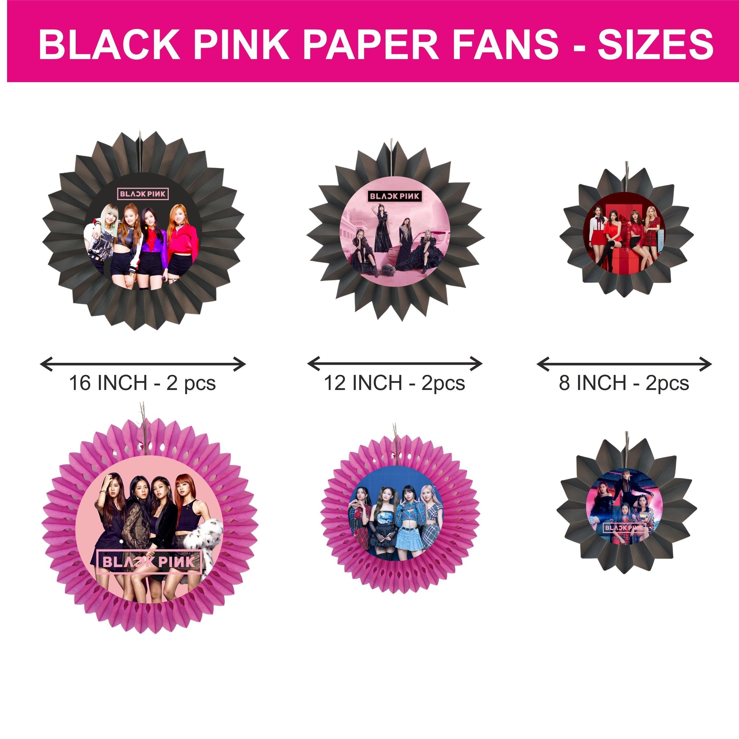 Blackpink Paper Fans - Set of 6 THEME PARTIES Pretty UR Party