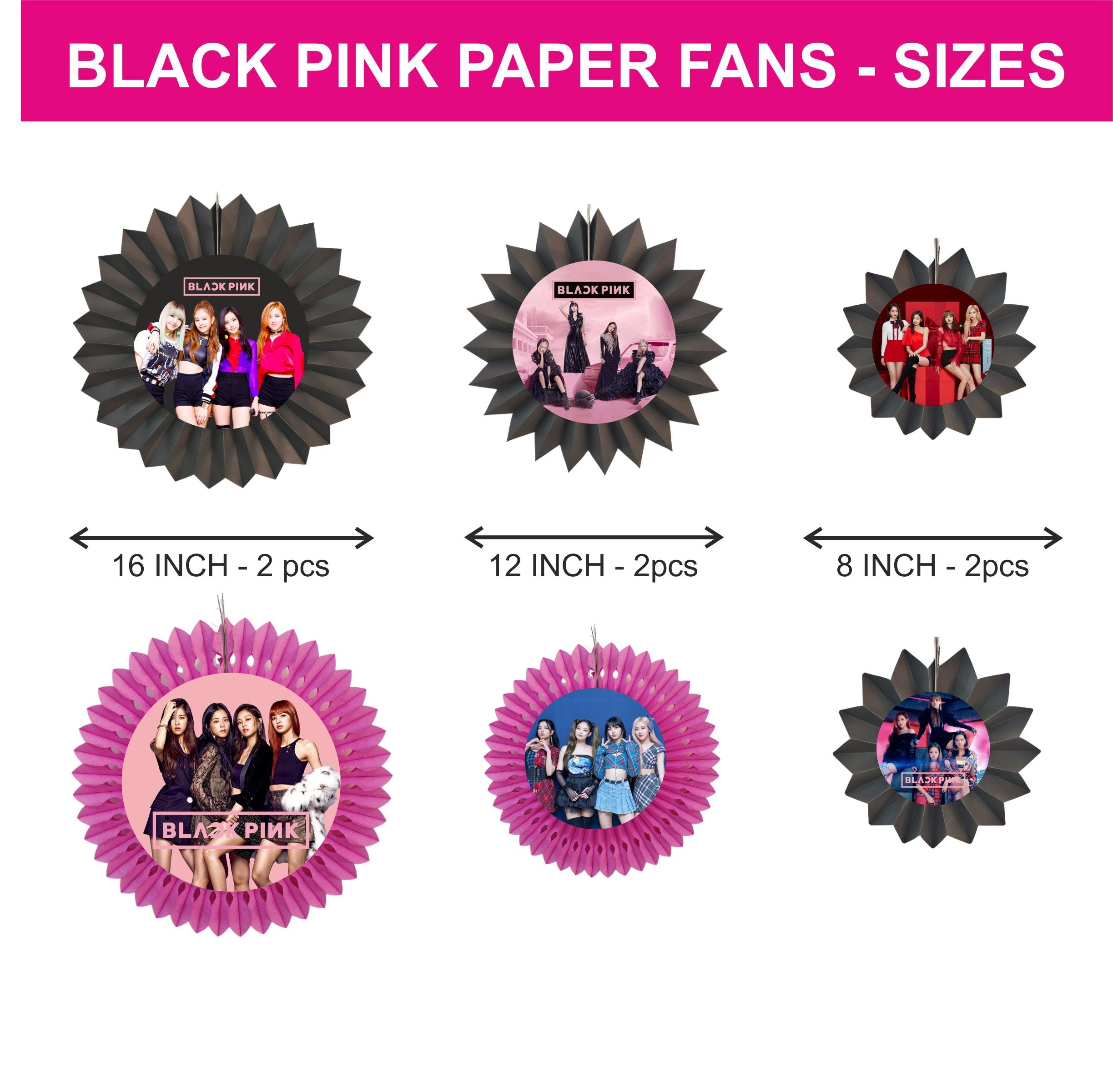 Blackpink Paper Fans - Set of 6 THEME PARTIES Pretty UR Party