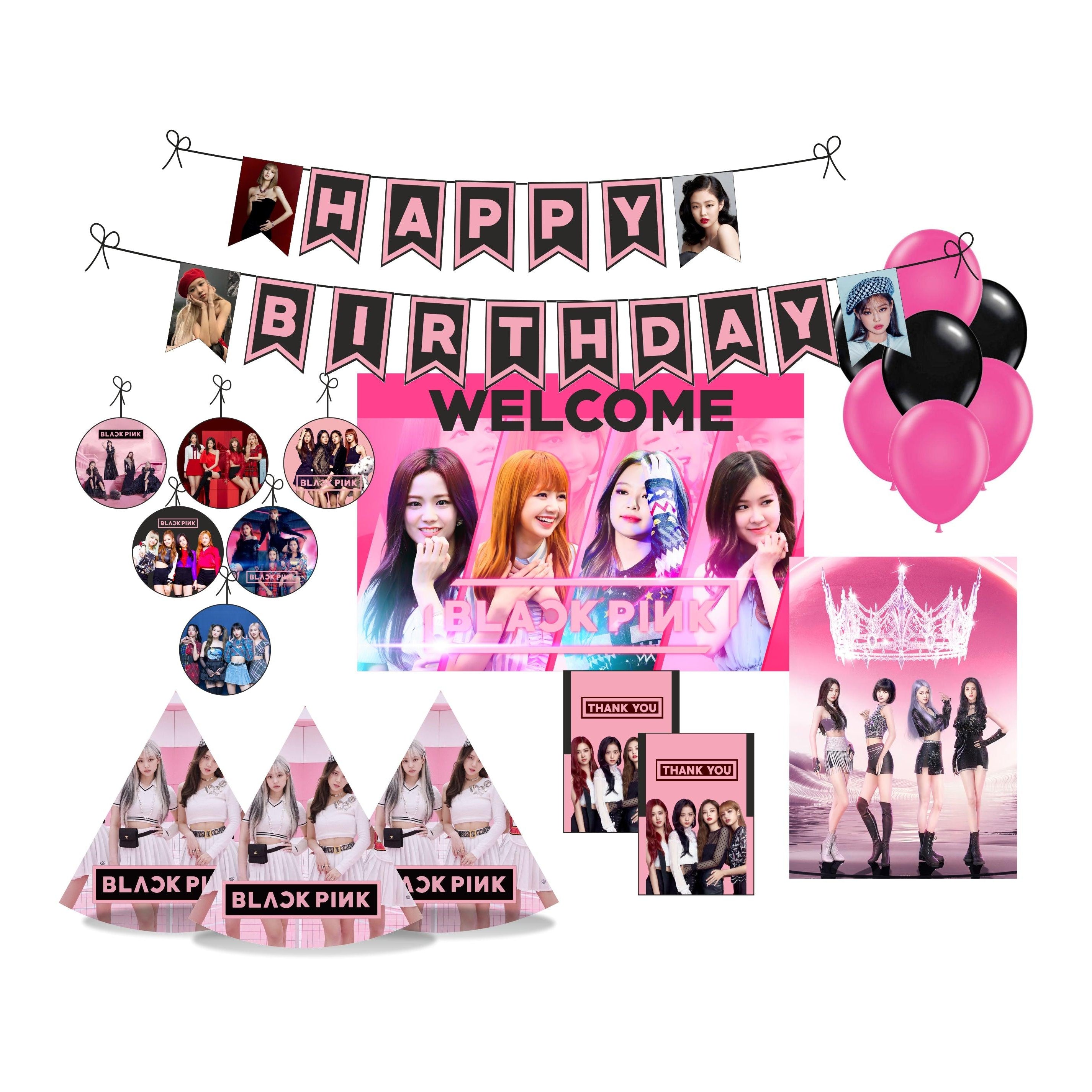 BlackPink theme Party Decorations Kit - 80 Pieces combo pack PACKAGES Pretty UR Party