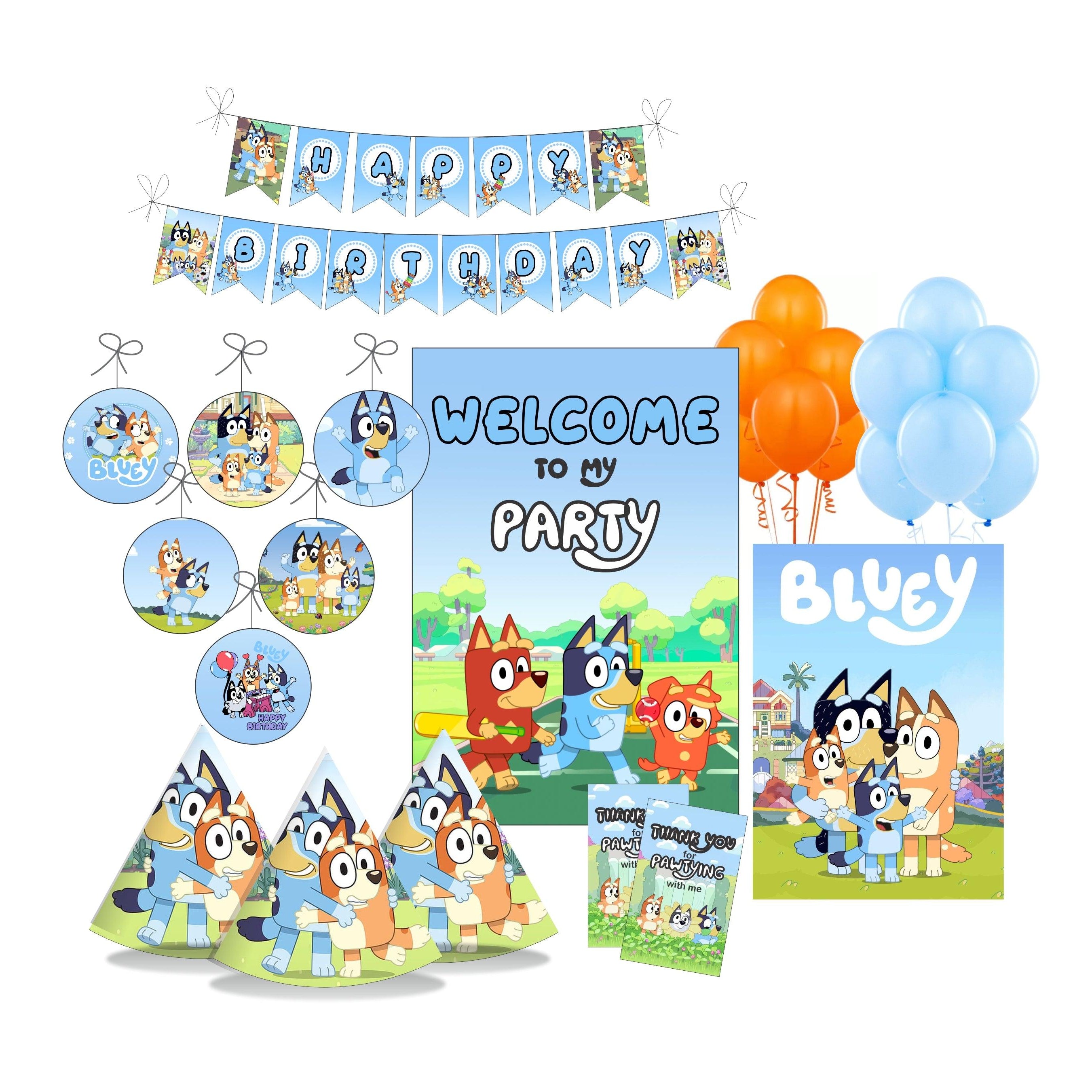 Bluey Party Decorations Kit - 80 pcs combo pack THEME PARTIES Pretty UR Party