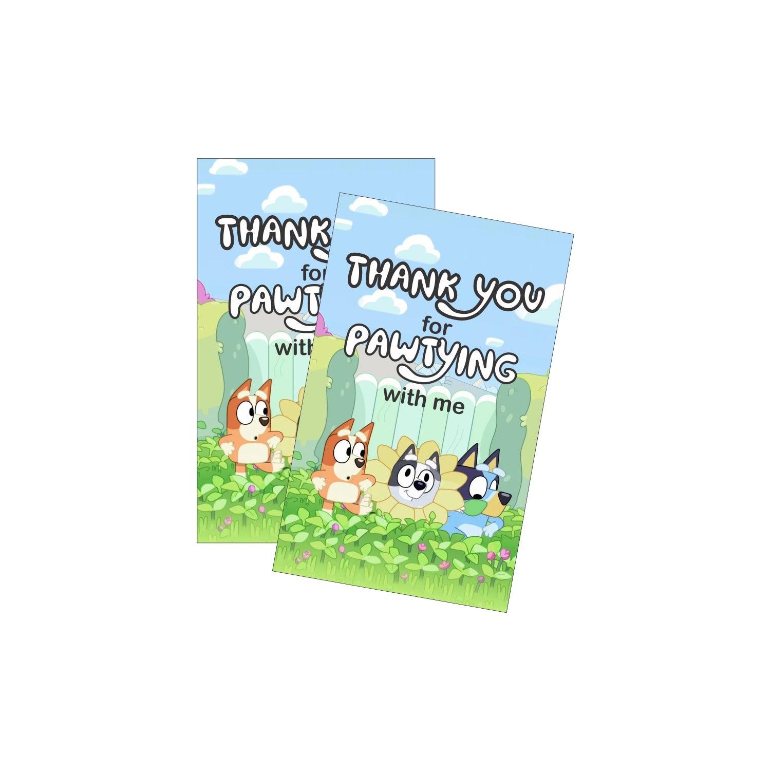 Bluey Theme Thank you Tags - Pack of 10 THEME PARTIES Pretty UR Party