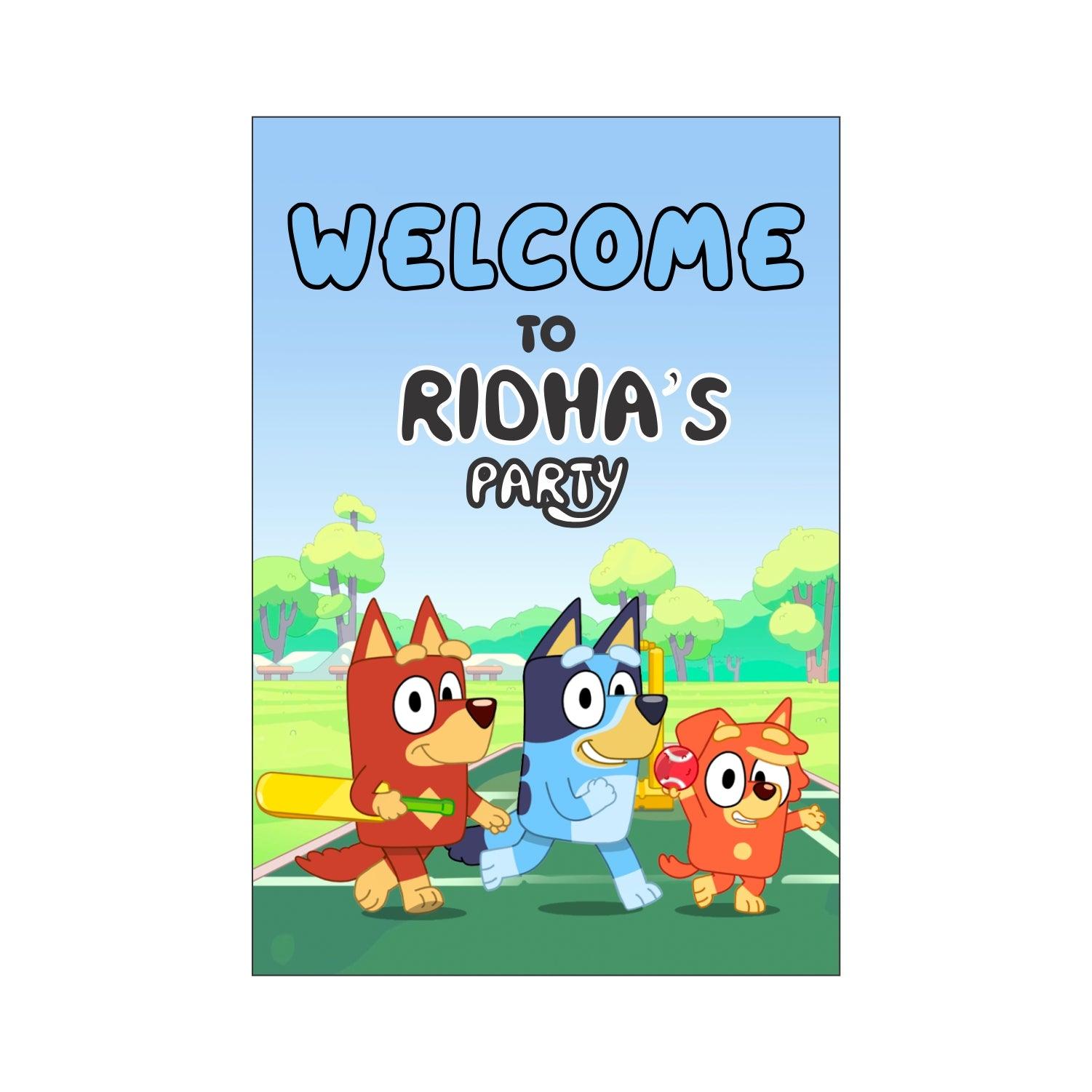 Bluey Welcome Poster / Board THEME PARTIES Pretty UR Party