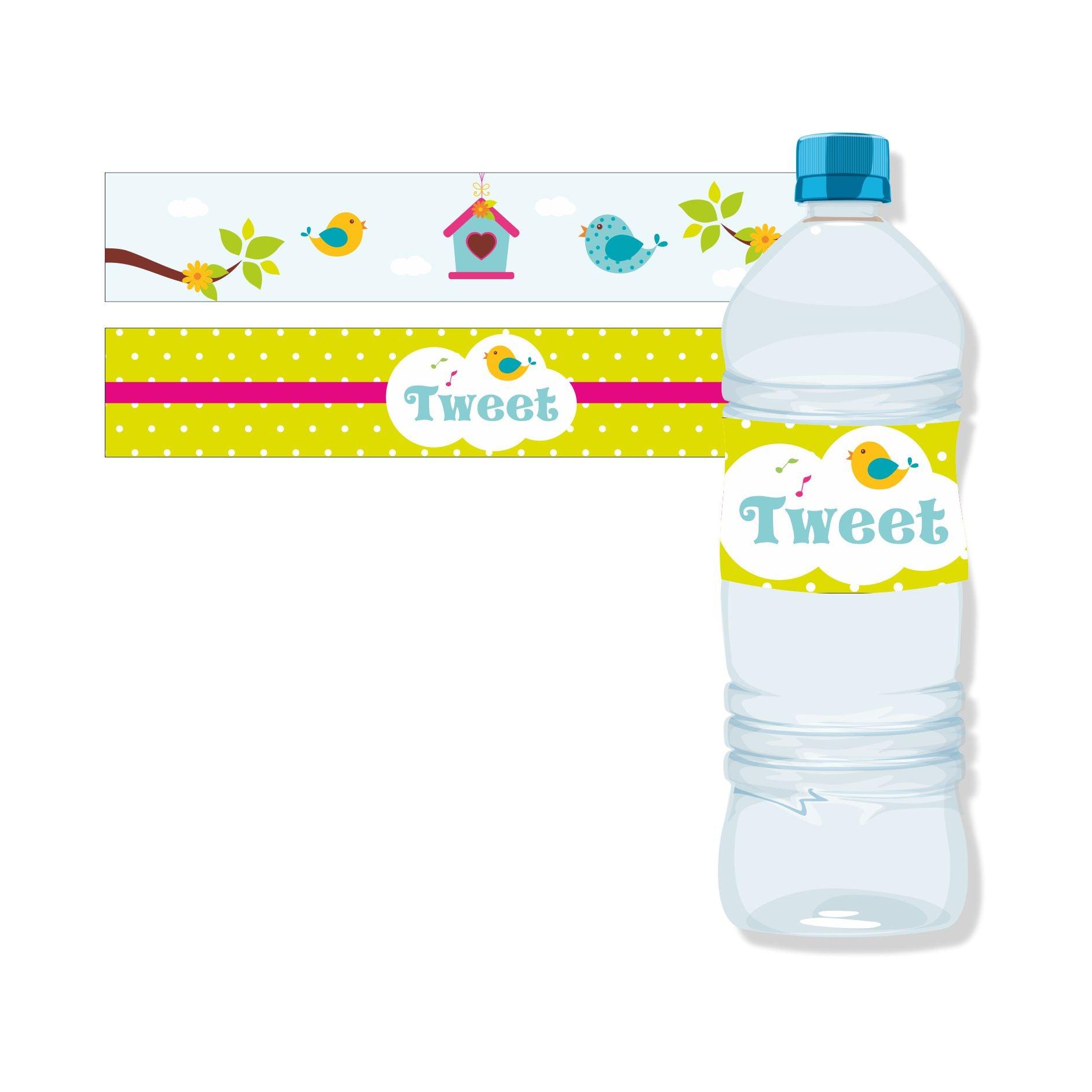 Little Bird Theme Water Bottle Labels THEME PARTIES Pretty UR Party