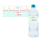 Mint and Pink Floral 1st Birthday Theme Water Bottle Labels ALL PARTY SUPPLIES Pretty UR Party