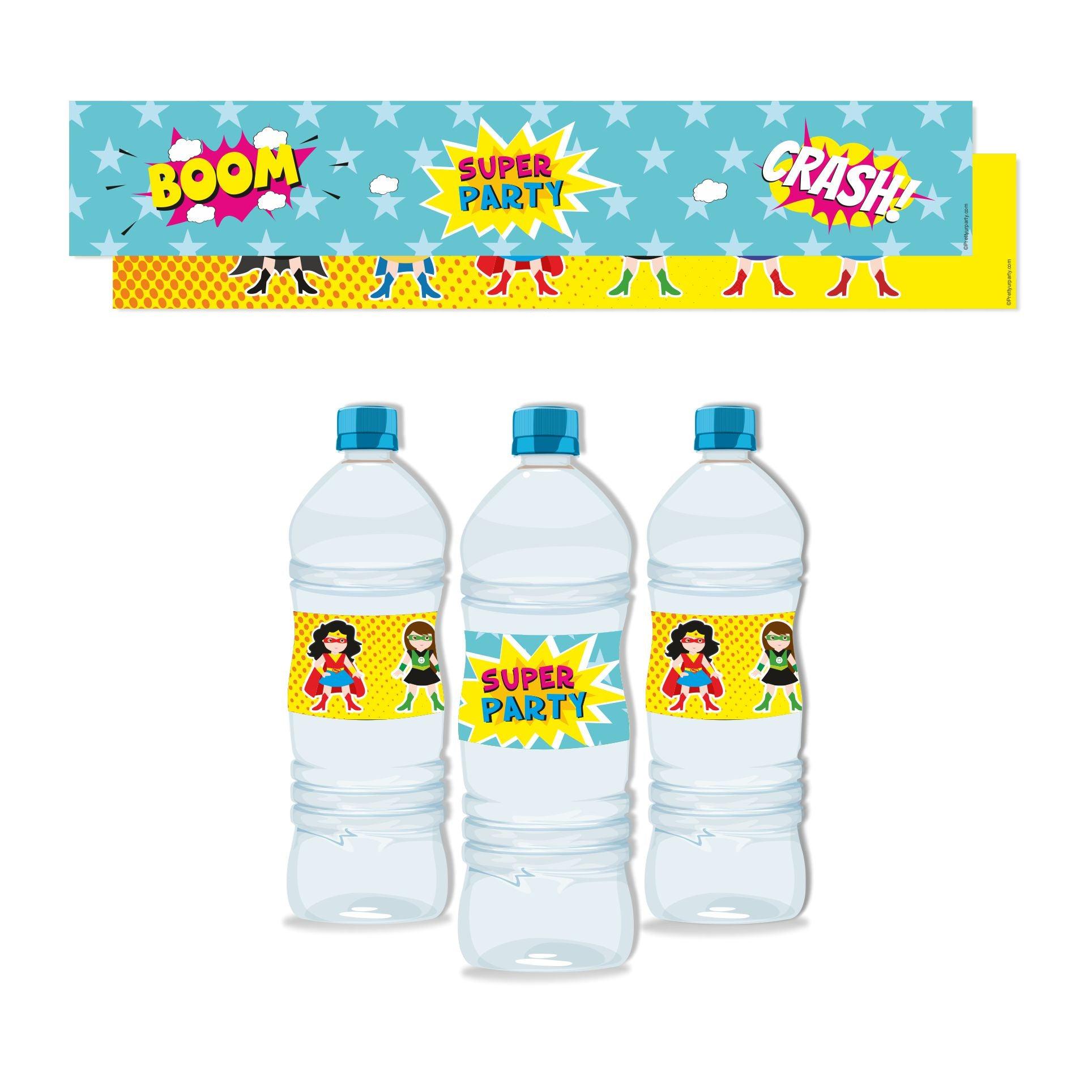 Supergirl Theme Water Bottle Labels THEME PARTIES Pretty UR Party