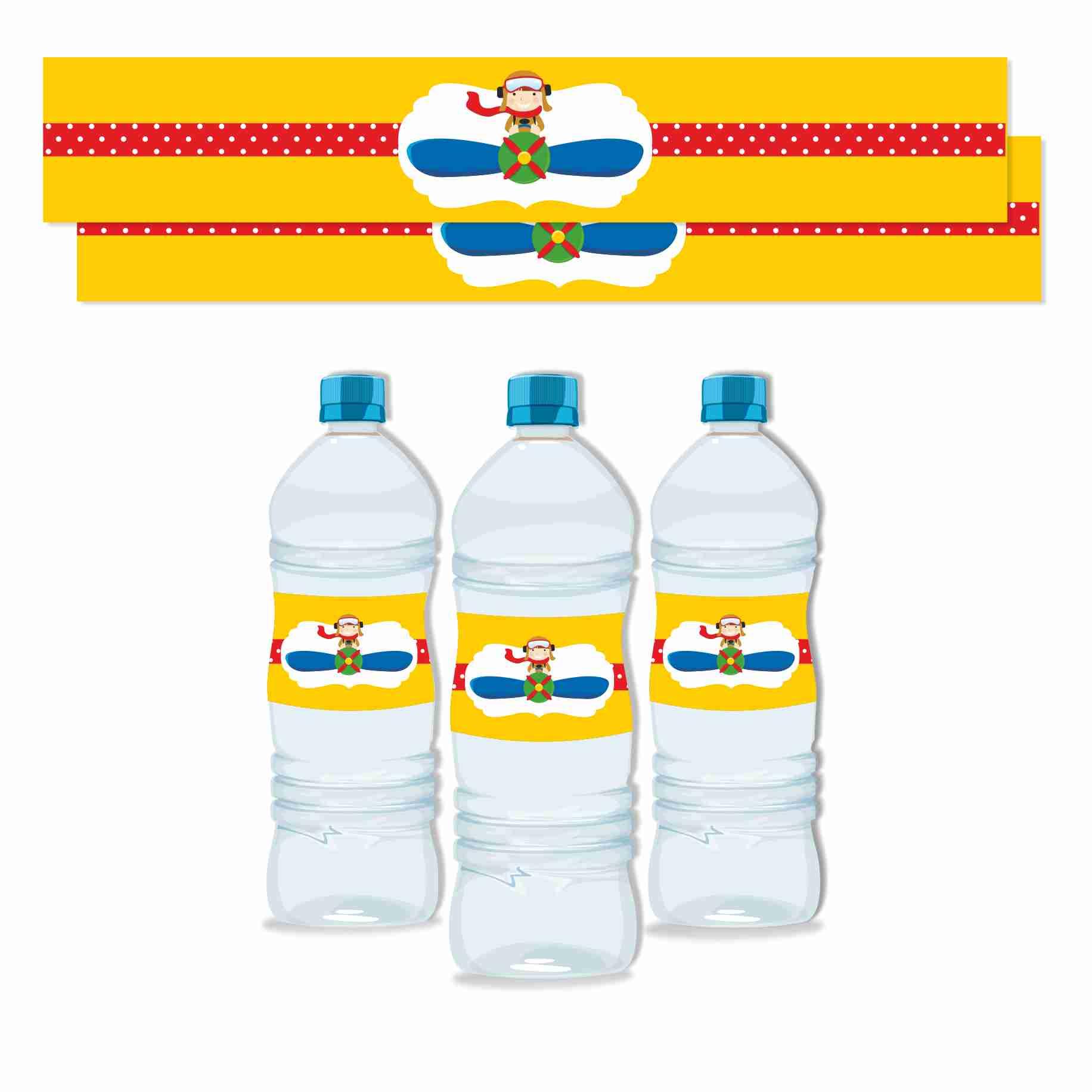 Little Aviator Water Bottle Labels THEME PARTIES Pretty UR Party