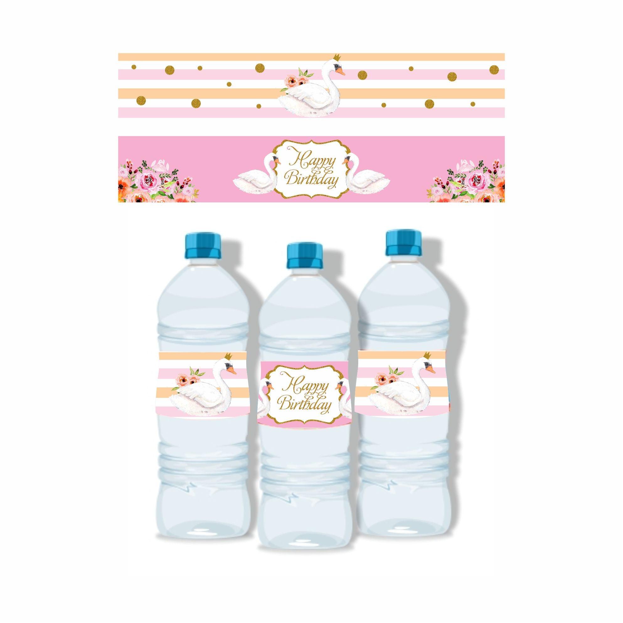 Swan Theme Water Bottle Labels THEME PARTIES Pretty UR Party
