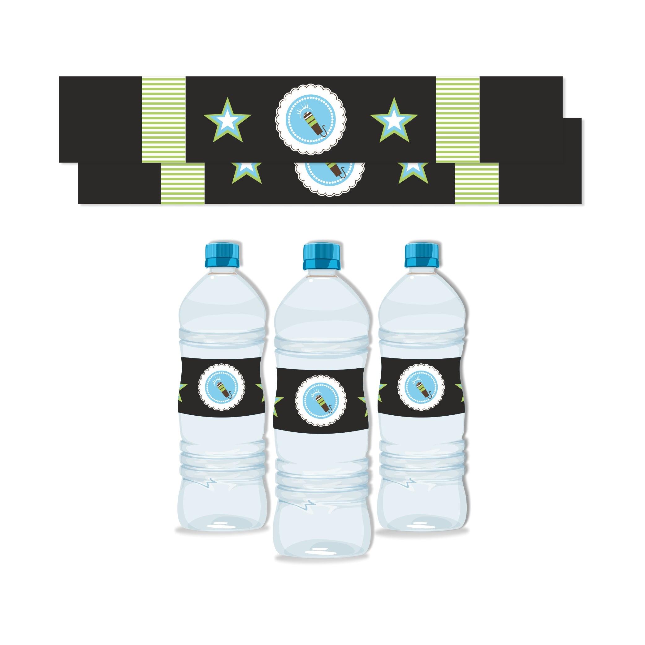 Rockstar Theme Water Bottle Labels THEME PARTIES Pretty UR Party